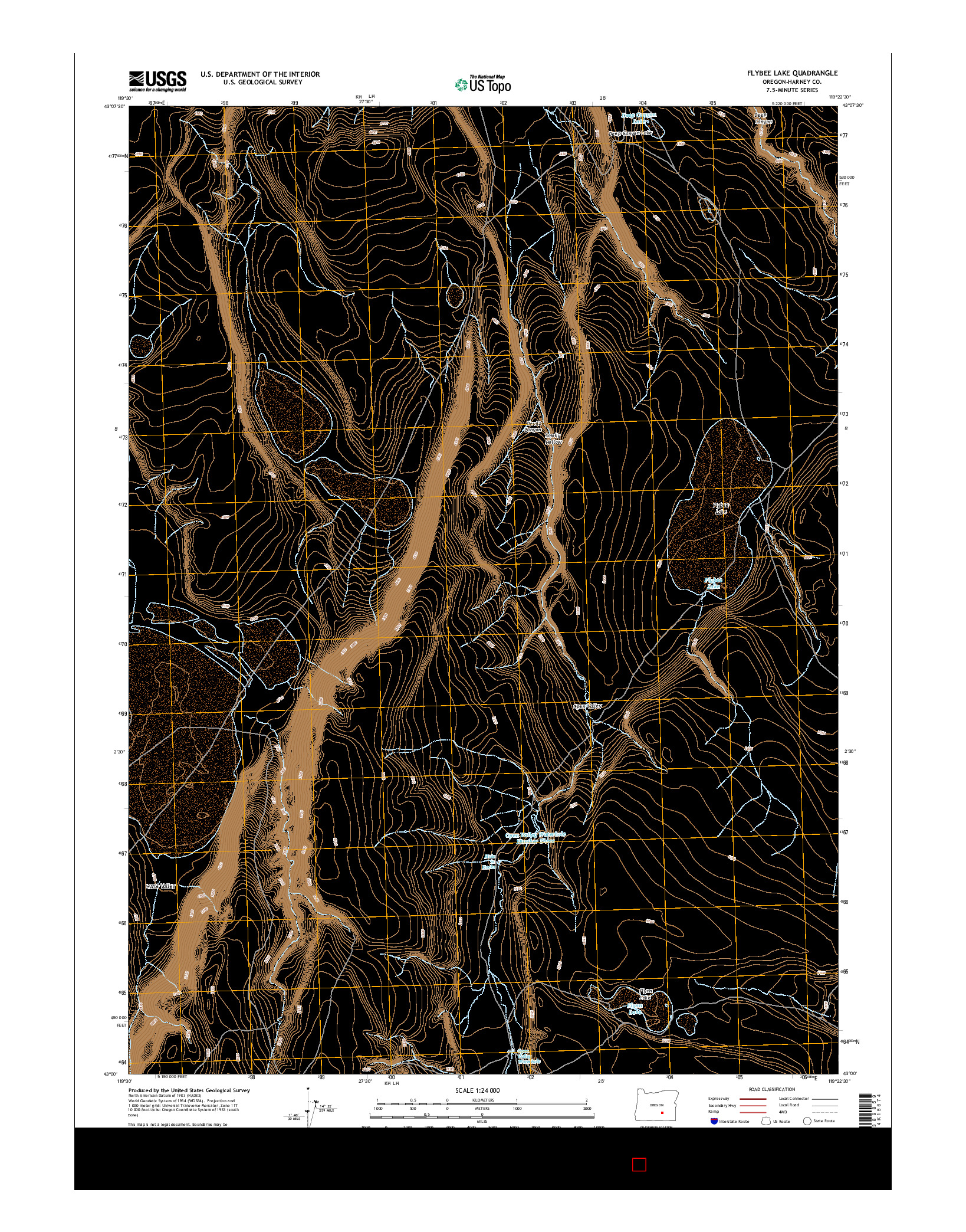 USGS US TOPO 7.5-MINUTE MAP FOR FLYBEE LAKE, OR 2014