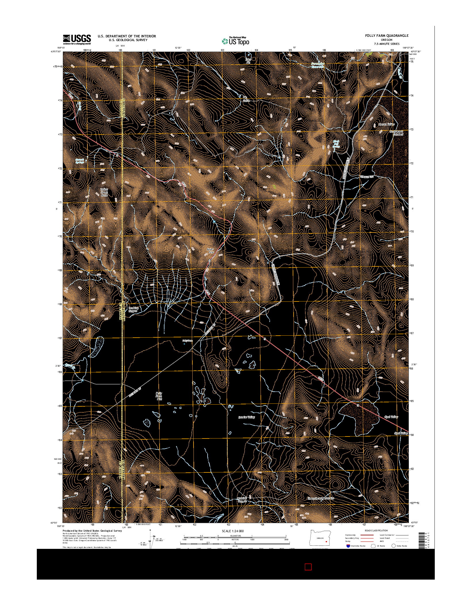 USGS US TOPO 7.5-MINUTE MAP FOR FOLLY FARM, OR 2014