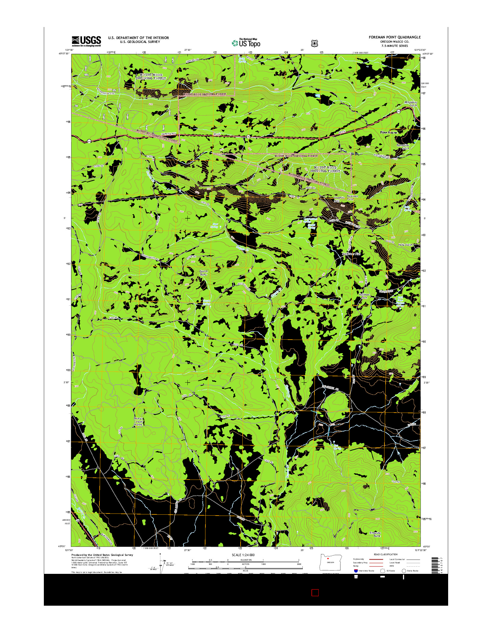 USGS US TOPO 7.5-MINUTE MAP FOR FOREMAN POINT, OR 2014