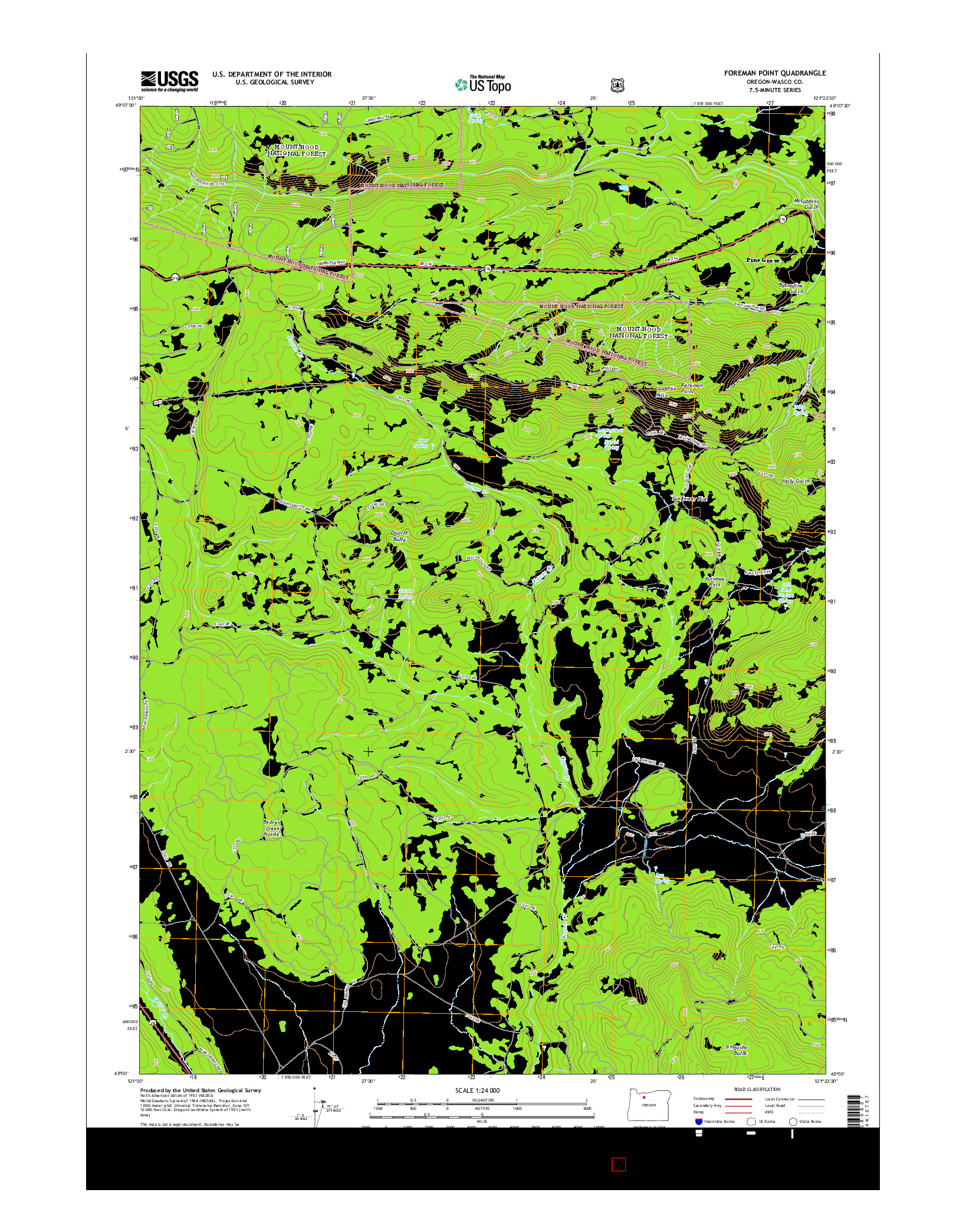 USGS US TOPO 7.5-MINUTE MAP FOR FOREMAN POINT, OR 2014