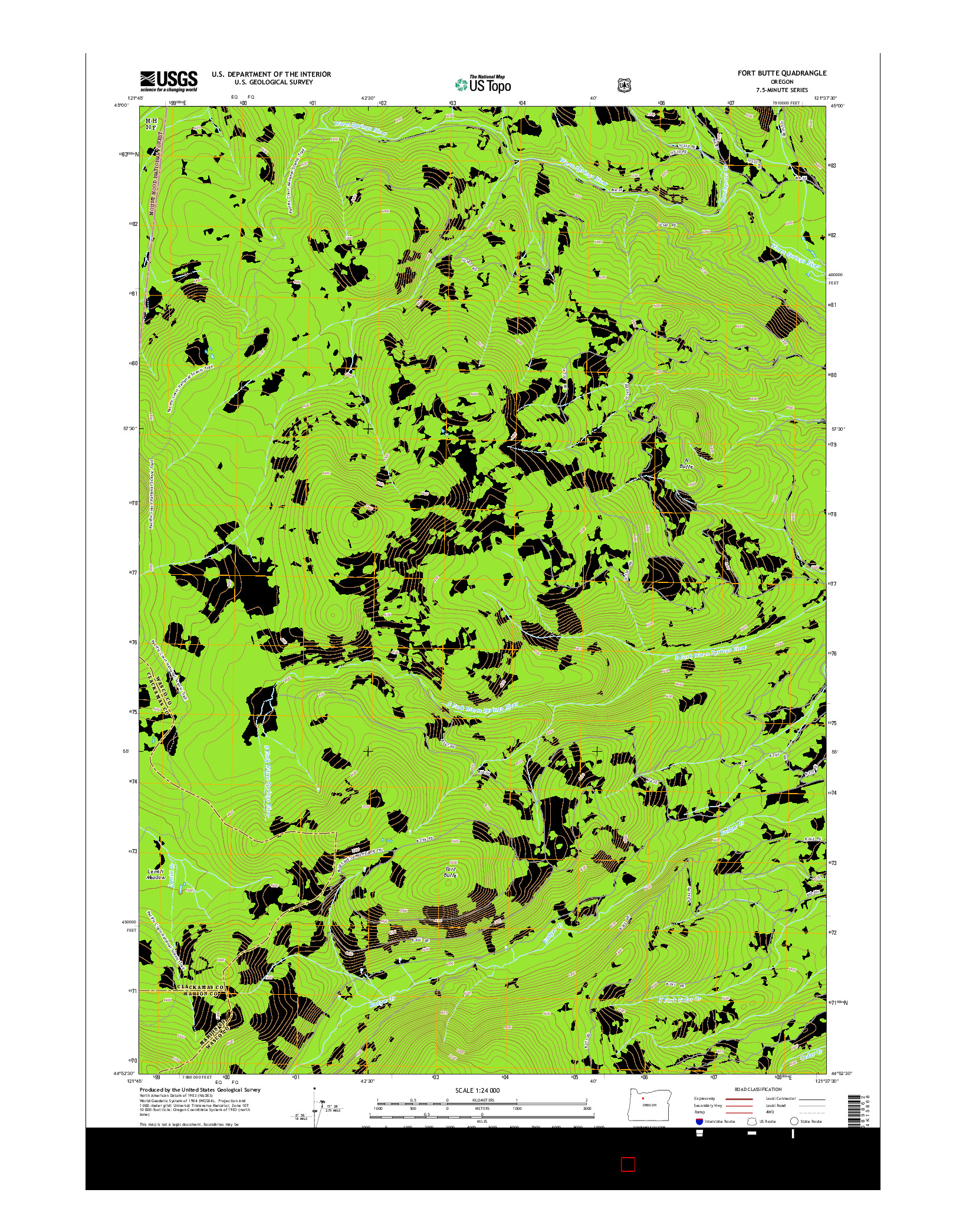 USGS US TOPO 7.5-MINUTE MAP FOR FORT BUTTE, OR 2014