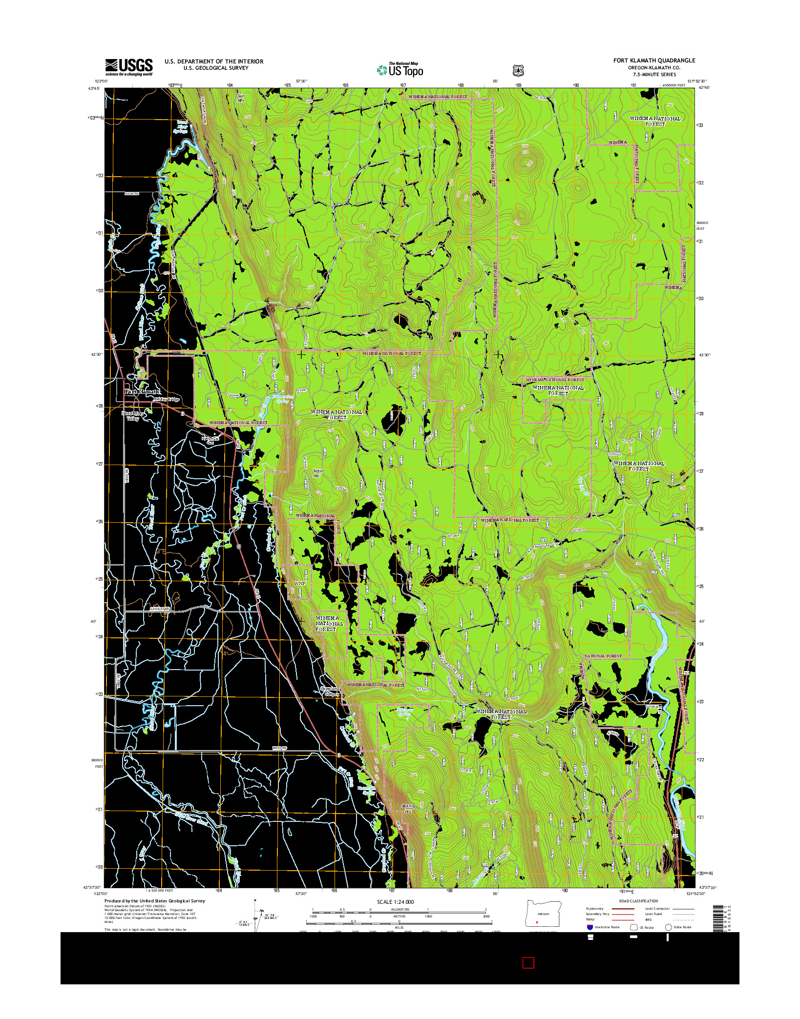 USGS US TOPO 7.5-MINUTE MAP FOR FORT KLAMATH, OR 2014