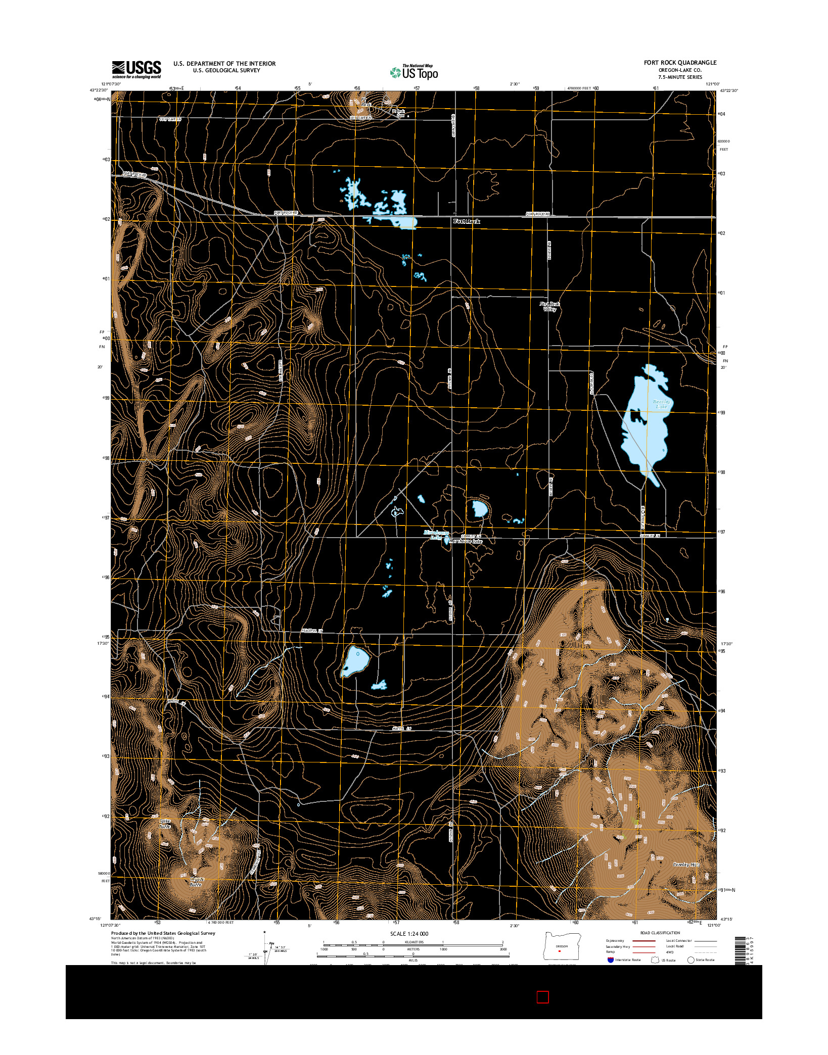 USGS US TOPO 7.5-MINUTE MAP FOR FORT ROCK, OR 2014