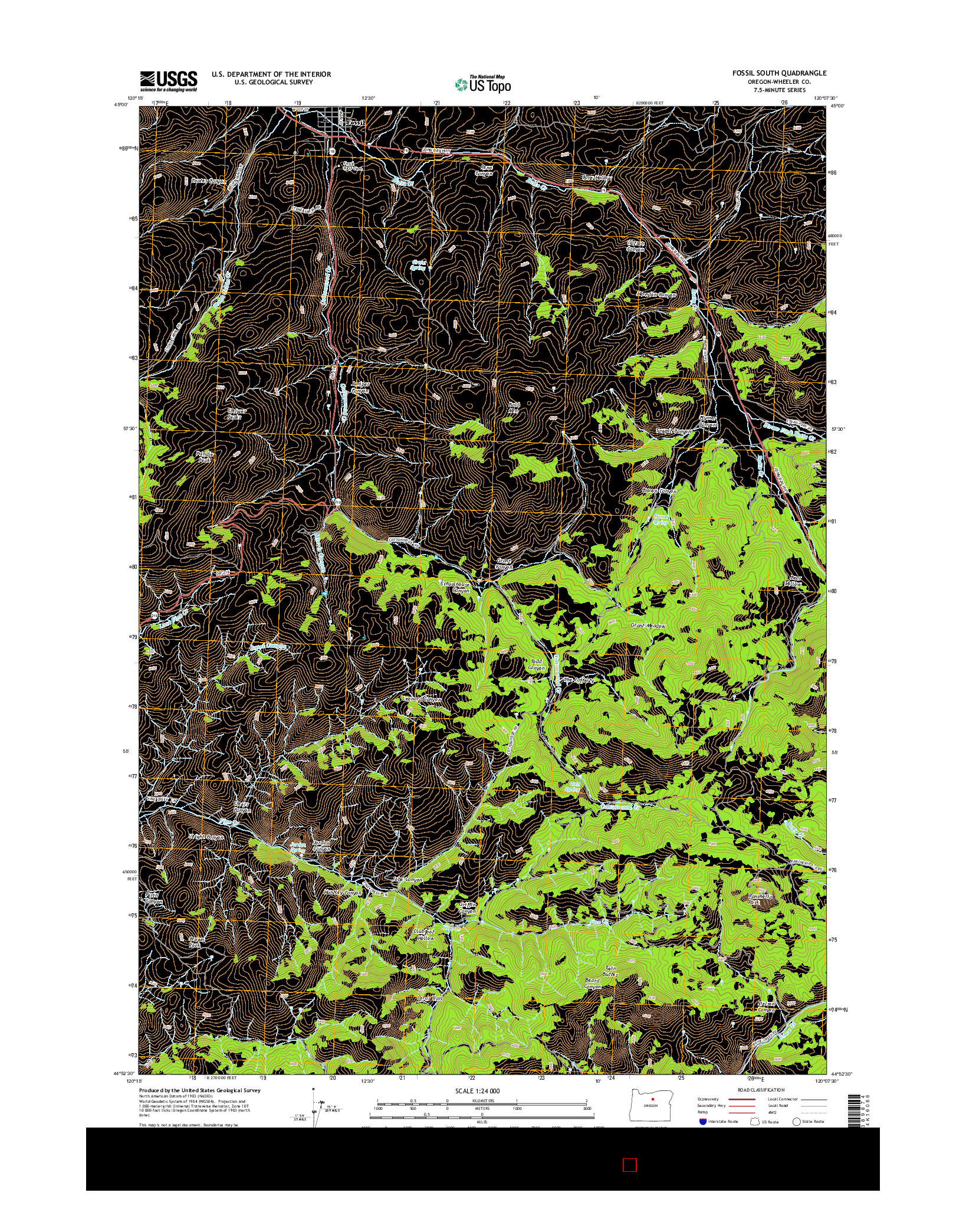 USGS US TOPO 7.5-MINUTE MAP FOR FOSSIL SOUTH, OR 2014