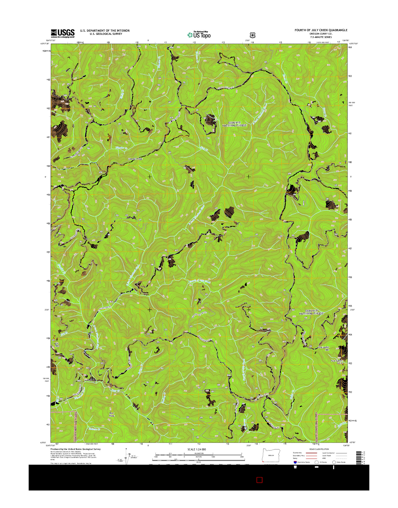 USGS US TOPO 7.5-MINUTE MAP FOR FOURTH OF JULY CREEK, OR 2014