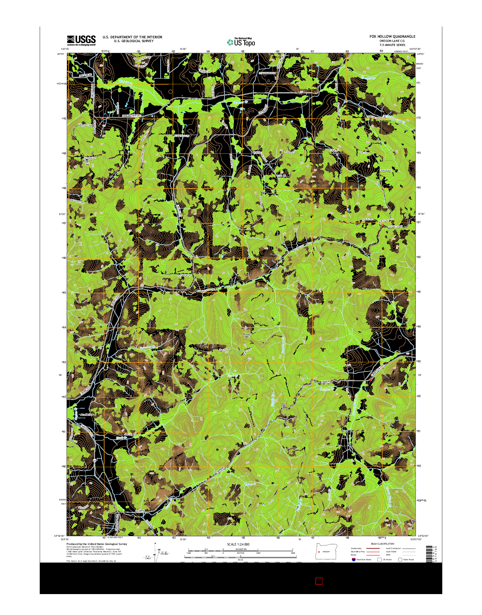 USGS US TOPO 7.5-MINUTE MAP FOR FOX HOLLOW, OR 2014