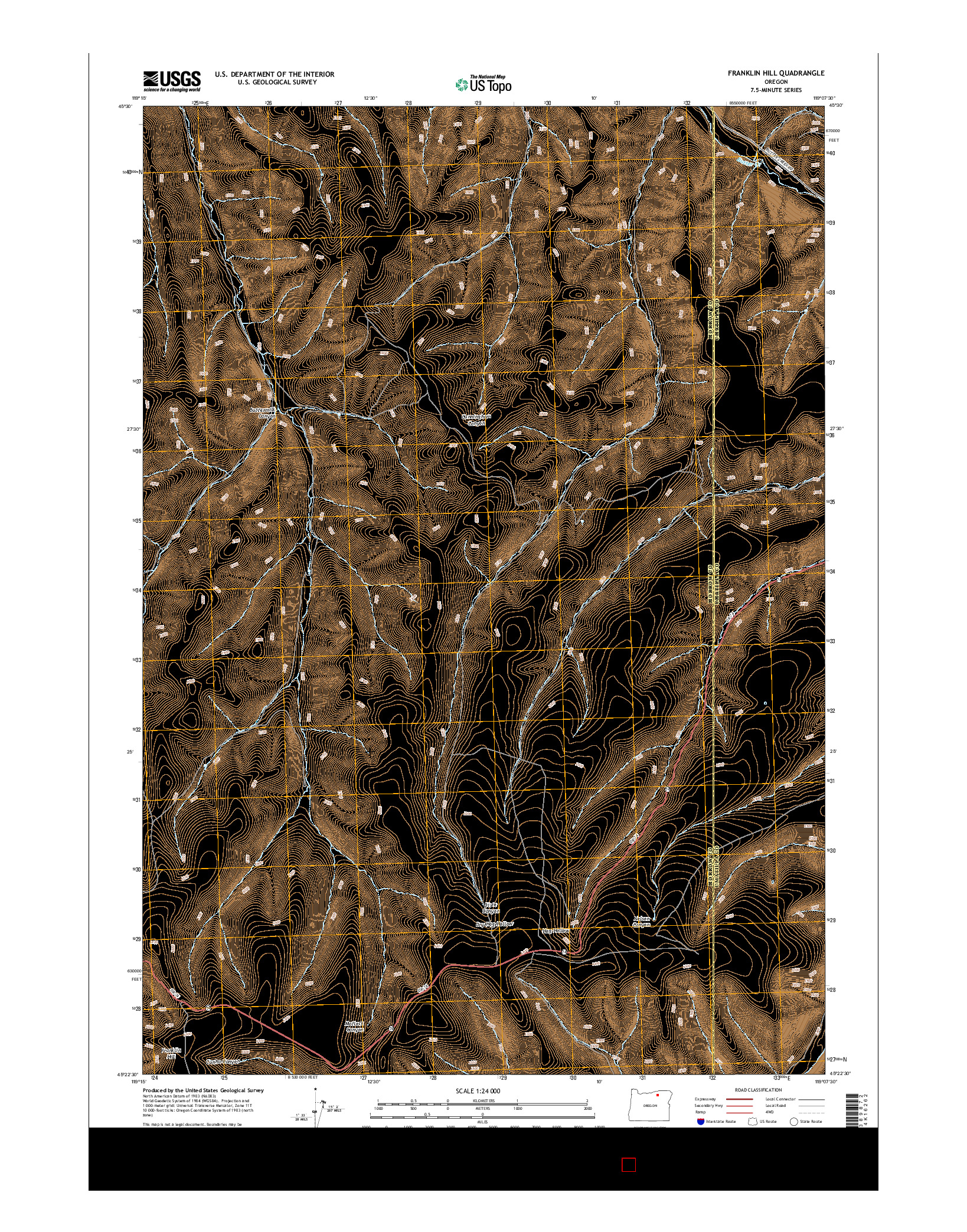 USGS US TOPO 7.5-MINUTE MAP FOR FRANKLIN HILL, OR 2014