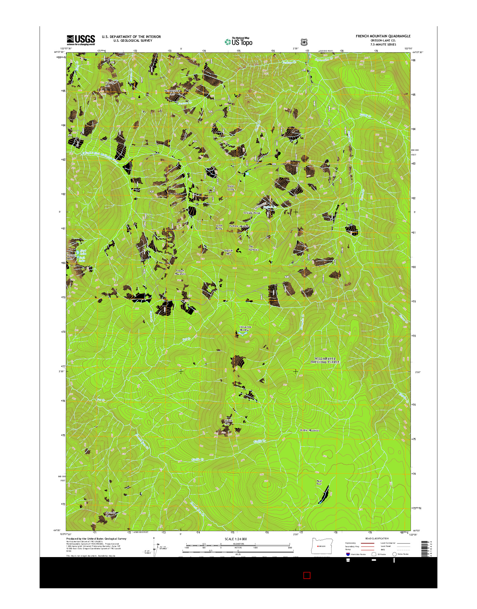 USGS US TOPO 7.5-MINUTE MAP FOR FRENCH MOUNTAIN, OR 2014