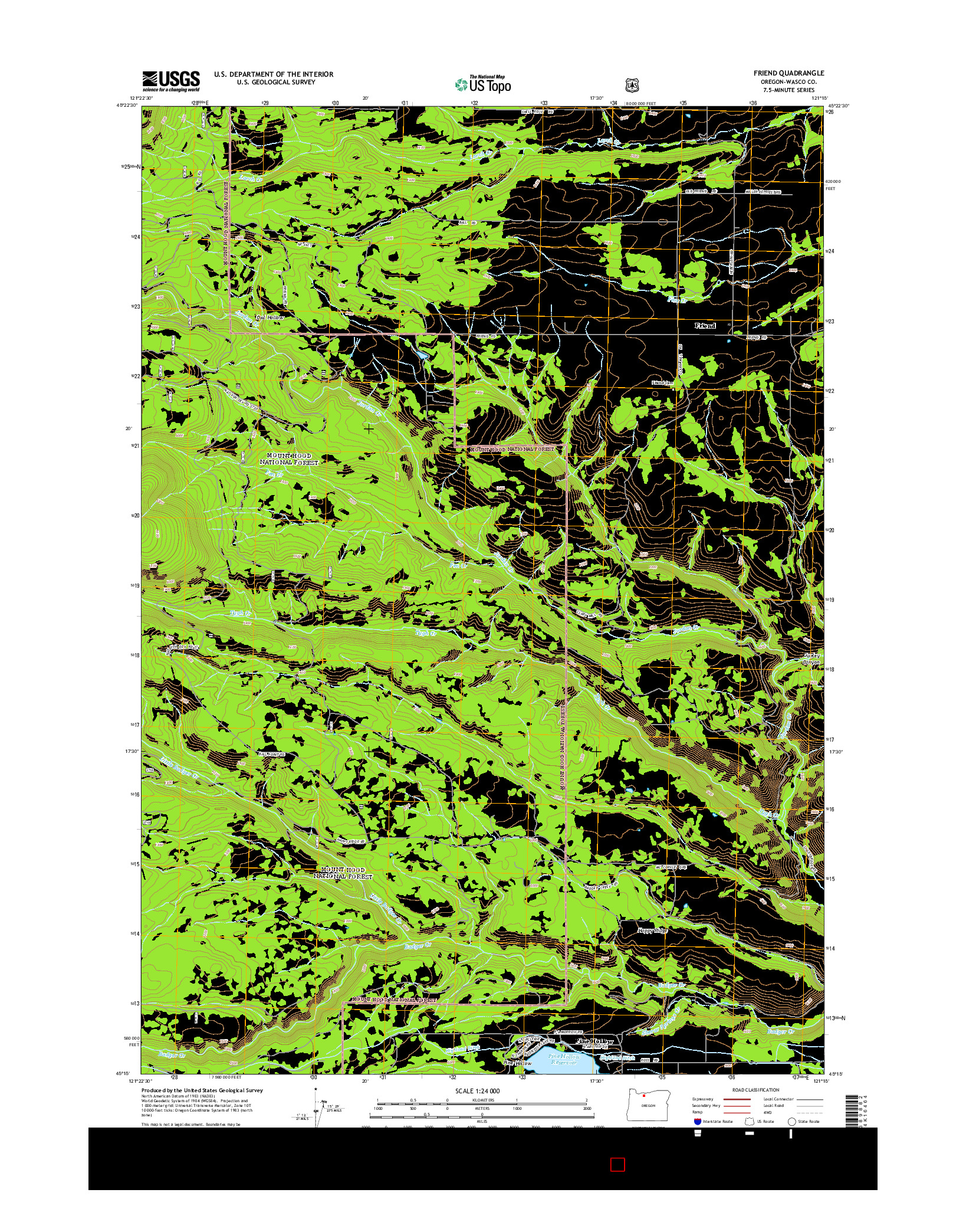 USGS US TOPO 7.5-MINUTE MAP FOR FRIEND, OR 2014