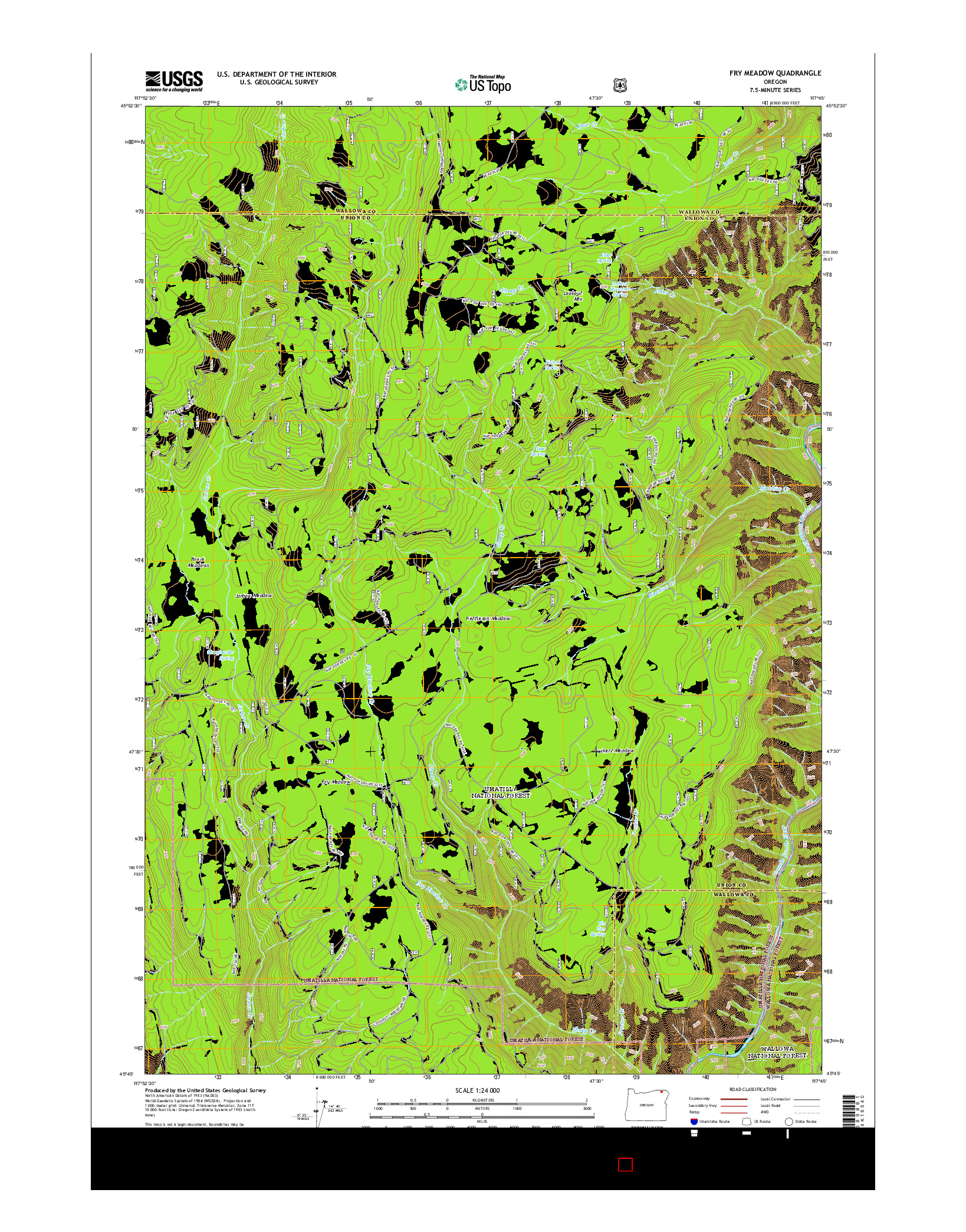 USGS US TOPO 7.5-MINUTE MAP FOR FRY MEADOW, OR 2014