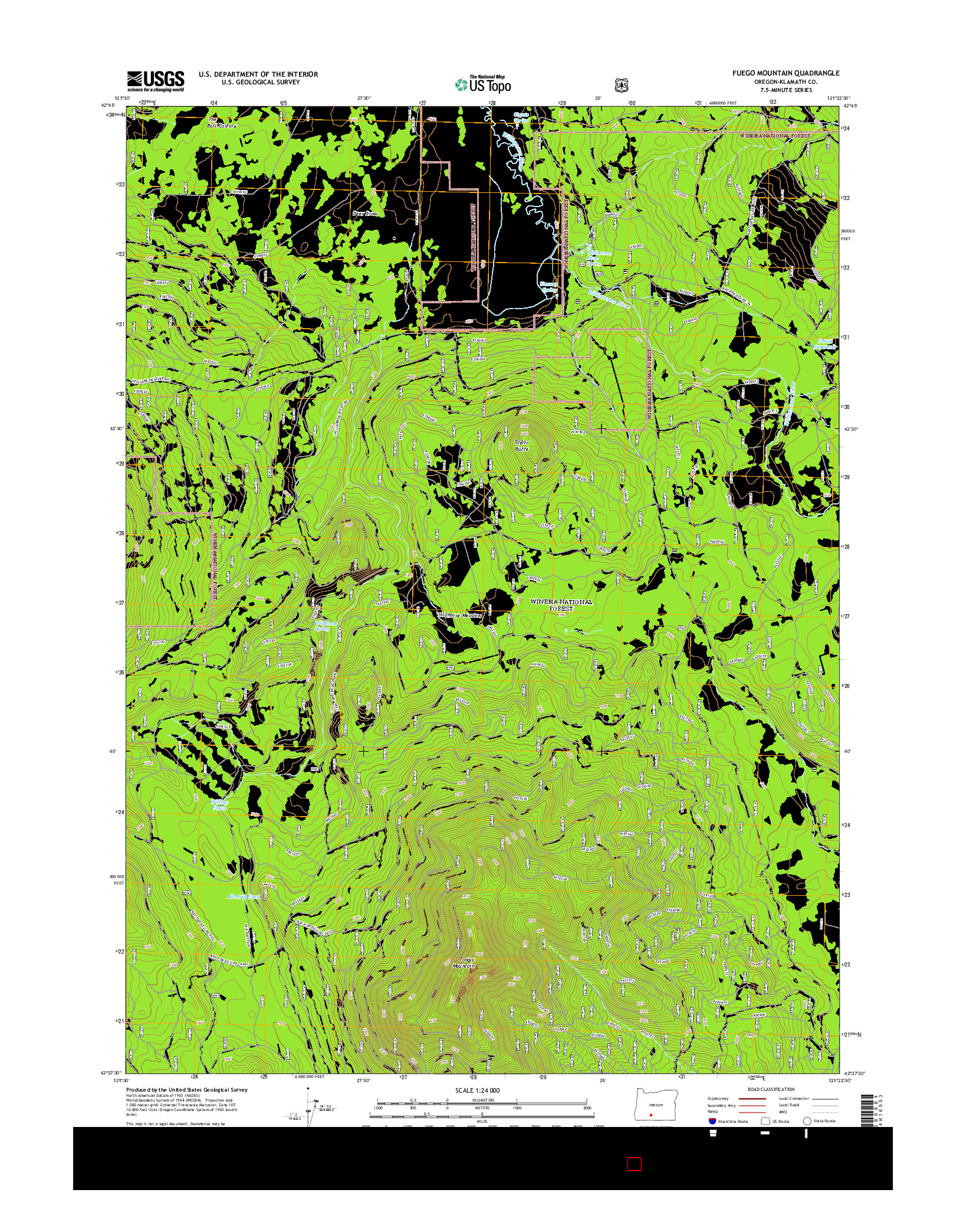 USGS US TOPO 7.5-MINUTE MAP FOR FUEGO MOUNTAIN, OR 2014