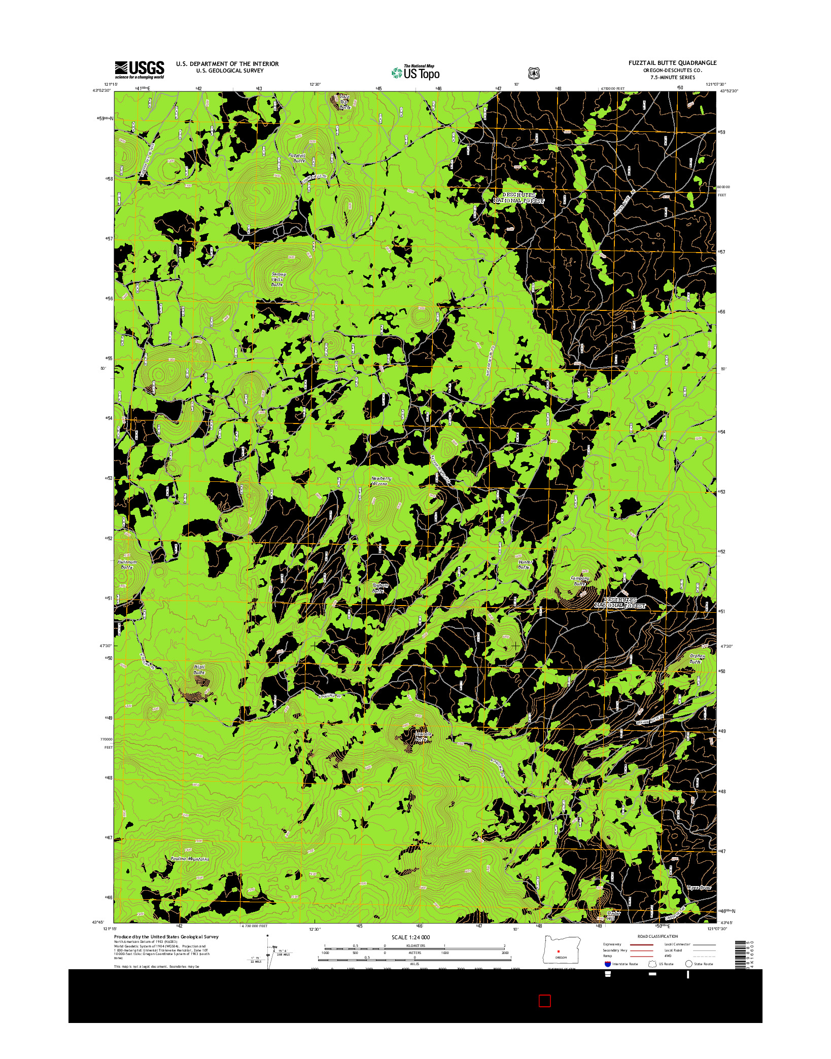 USGS US TOPO 7.5-MINUTE MAP FOR FUZZTAIL BUTTE, OR 2014