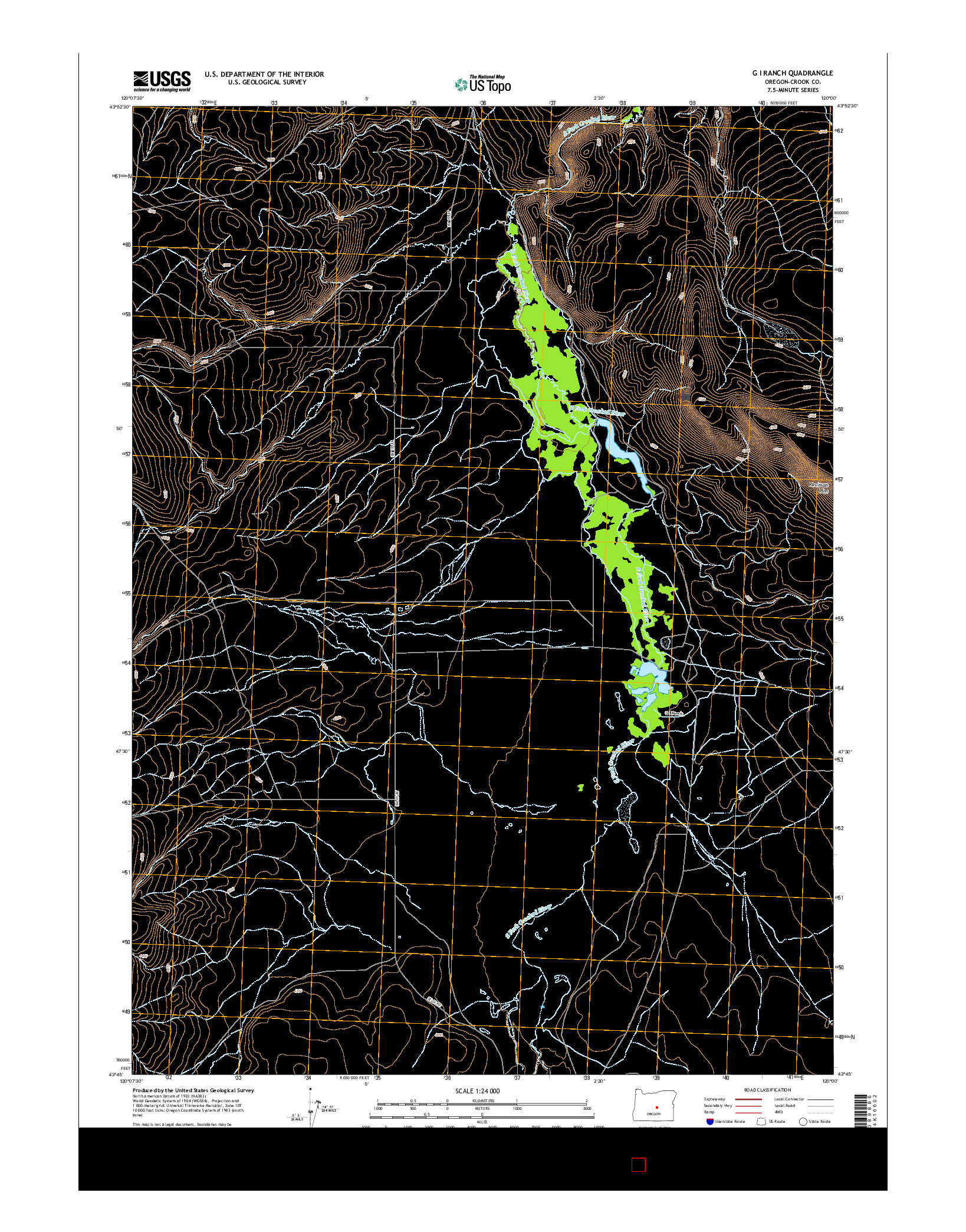 USGS US TOPO 7.5-MINUTE MAP FOR G I RANCH, OR 2014