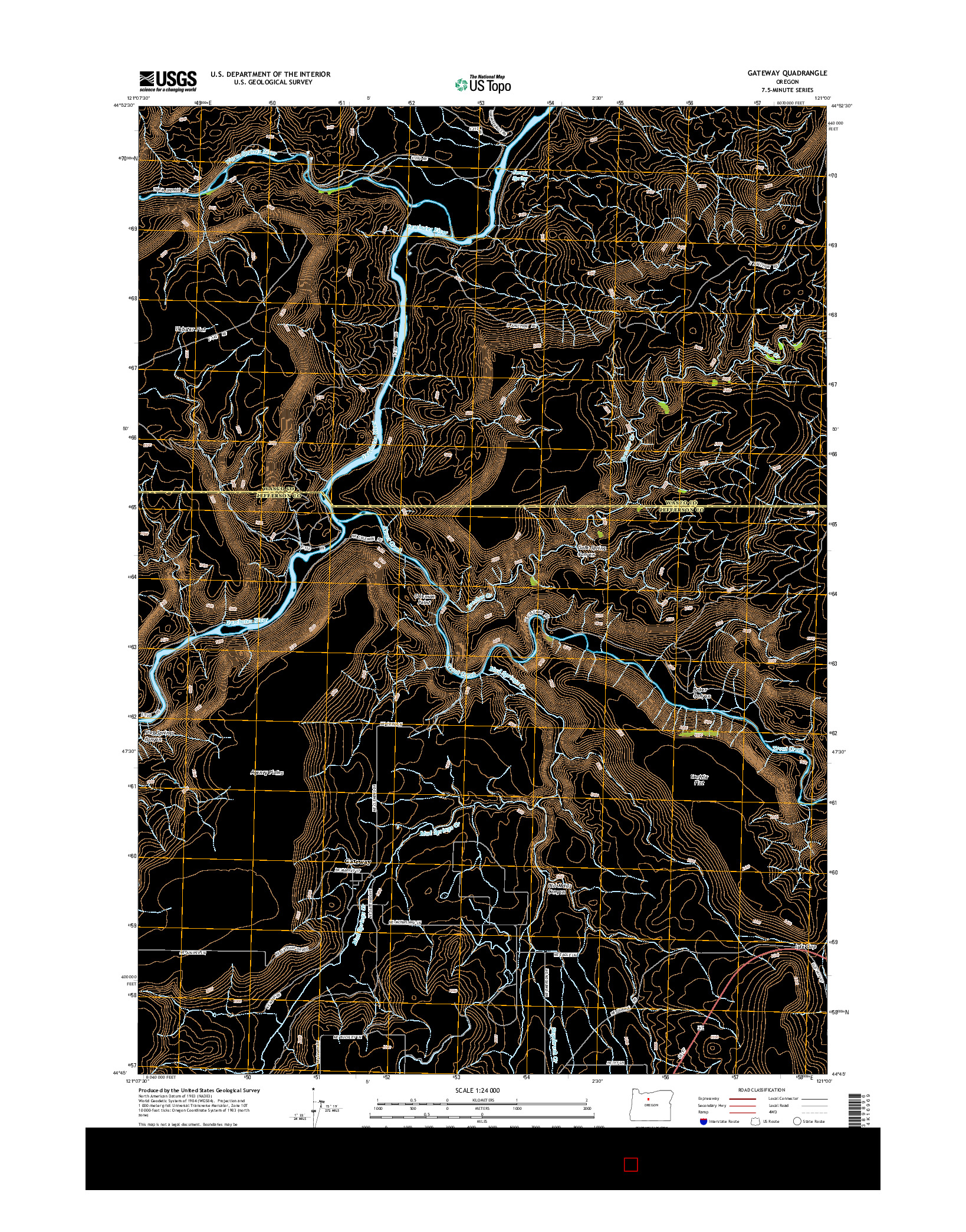 USGS US TOPO 7.5-MINUTE MAP FOR GATEWAY, OR 2014