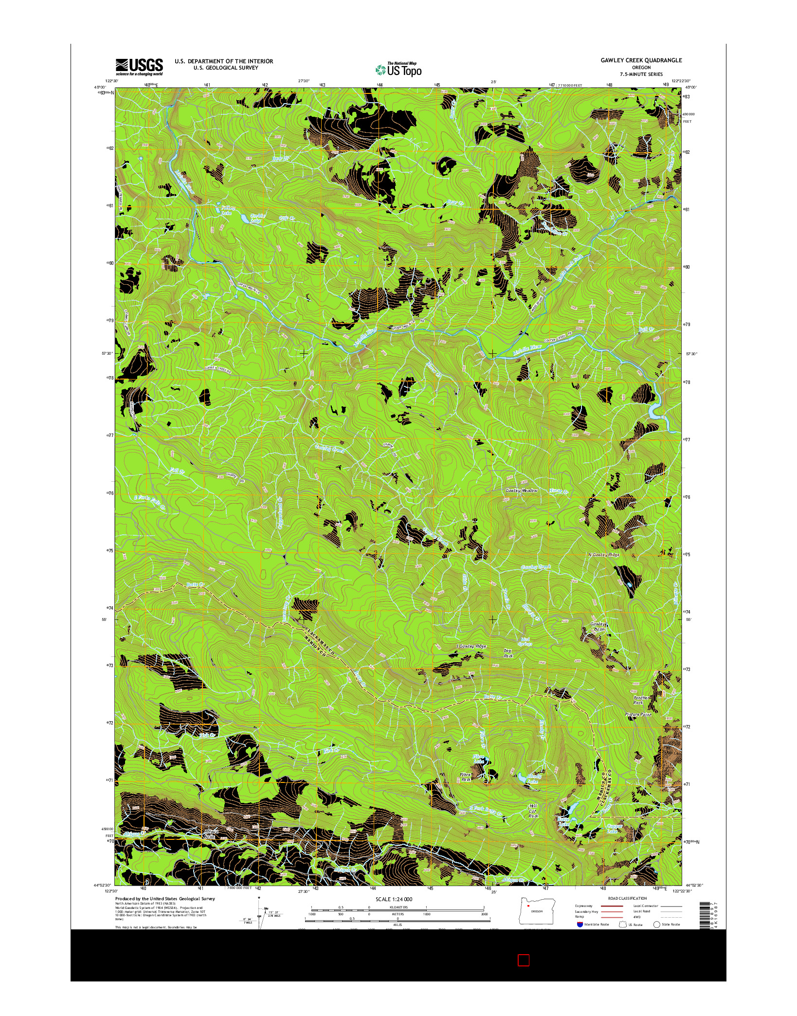 USGS US TOPO 7.5-MINUTE MAP FOR GAWLEY CREEK, OR 2014