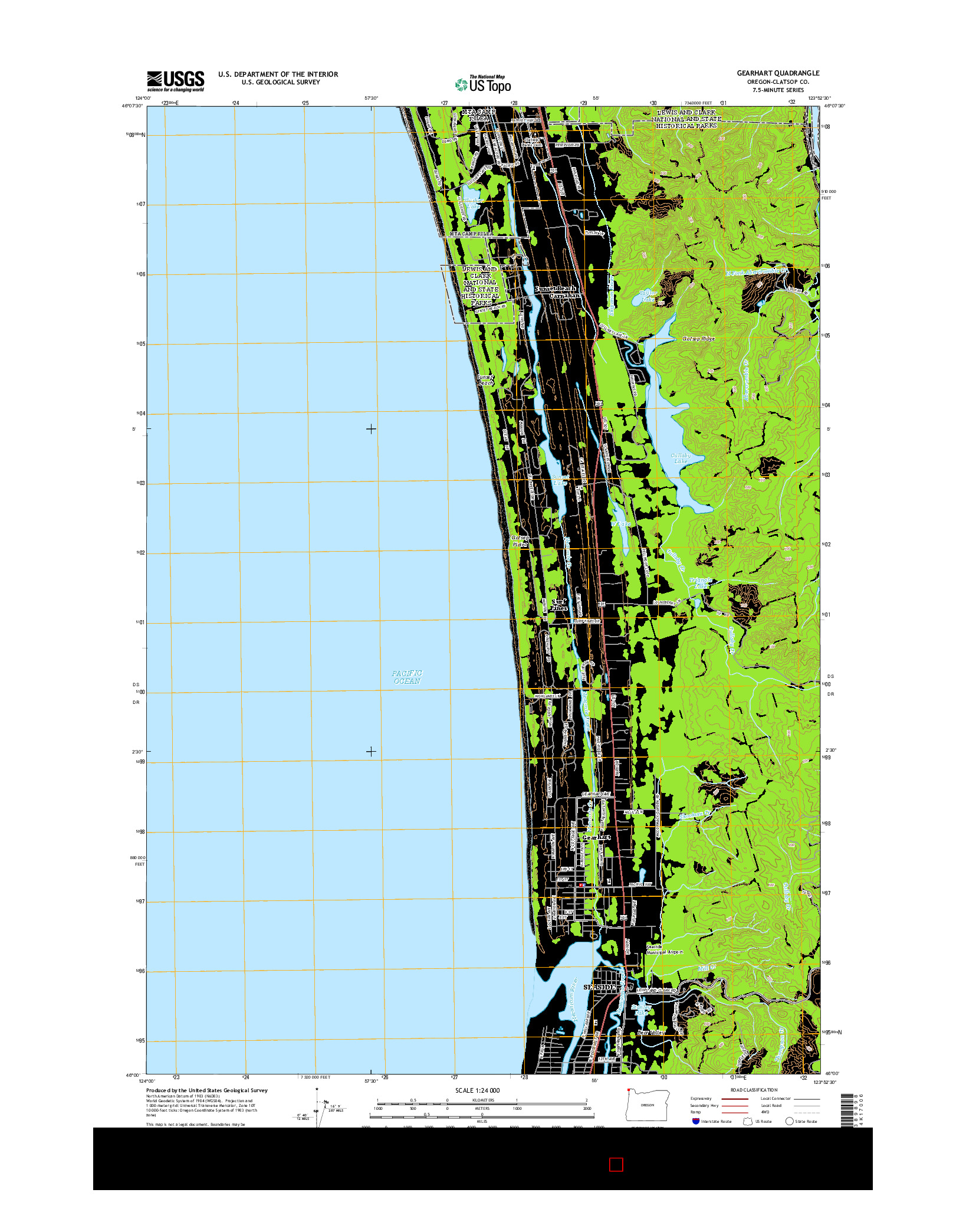 USGS US TOPO 7.5-MINUTE MAP FOR GEARHART, OR 2014