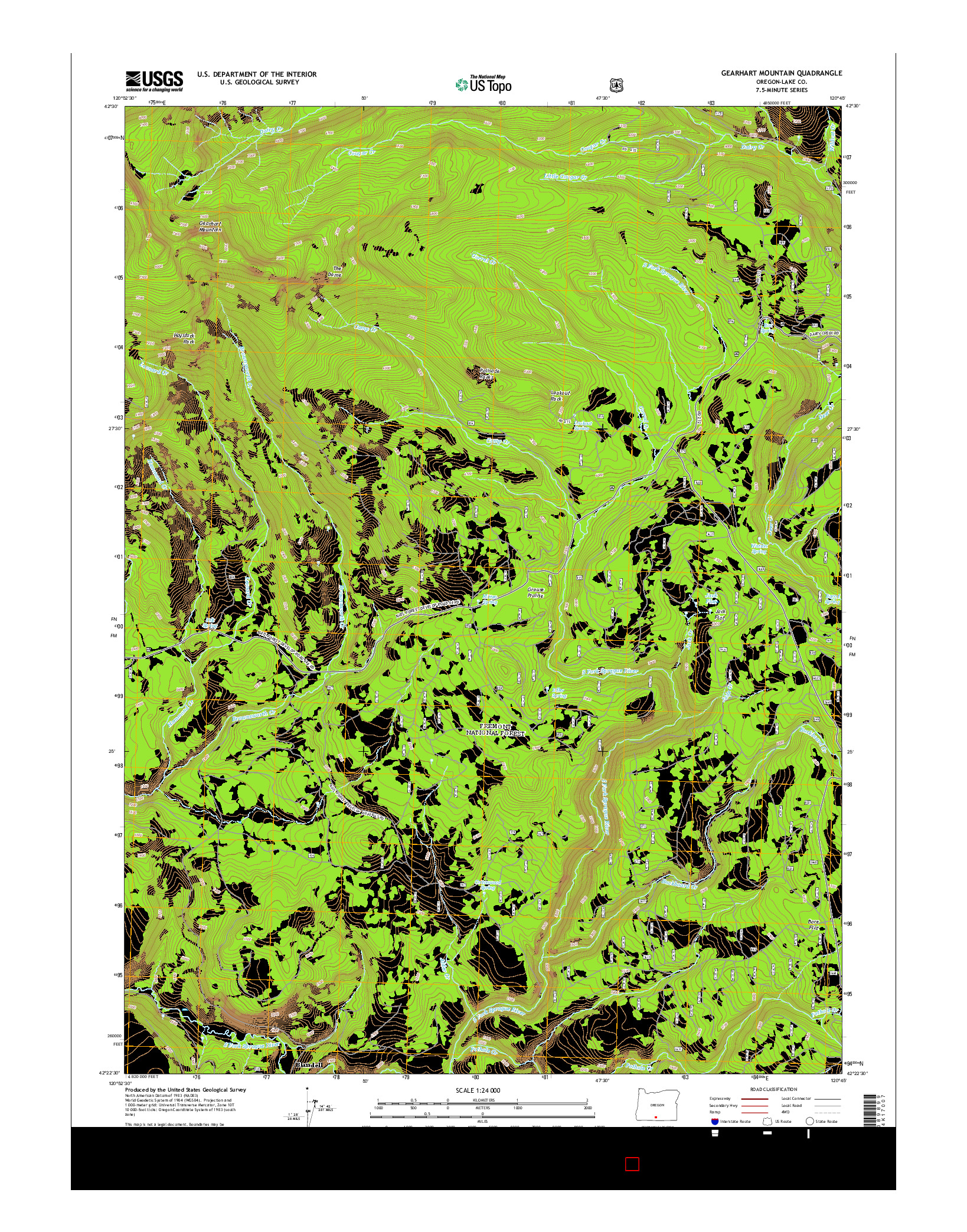 USGS US TOPO 7.5-MINUTE MAP FOR GEARHART MOUNTAIN, OR 2014