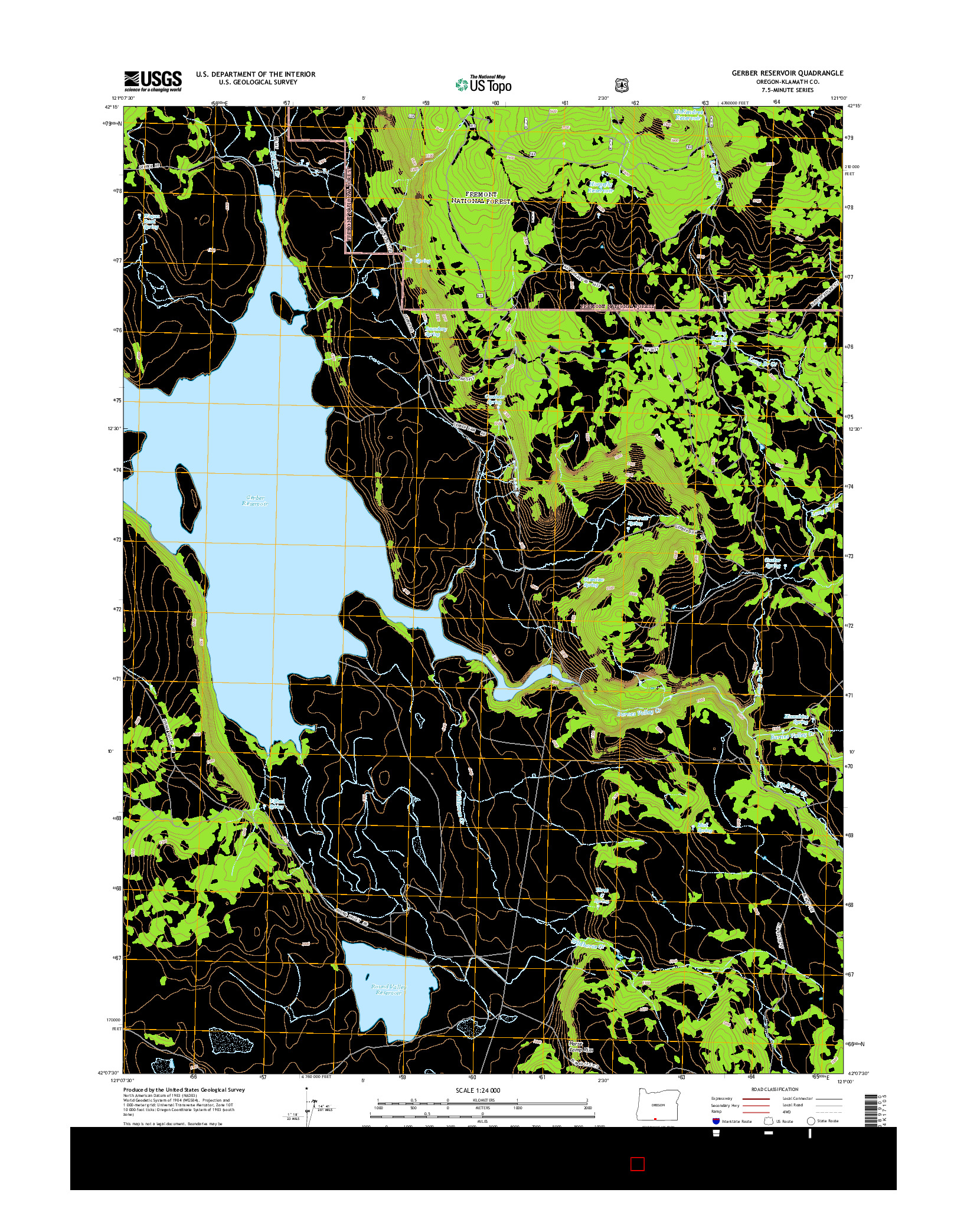 USGS US TOPO 7.5-MINUTE MAP FOR GERBER RESERVOIR, OR 2014