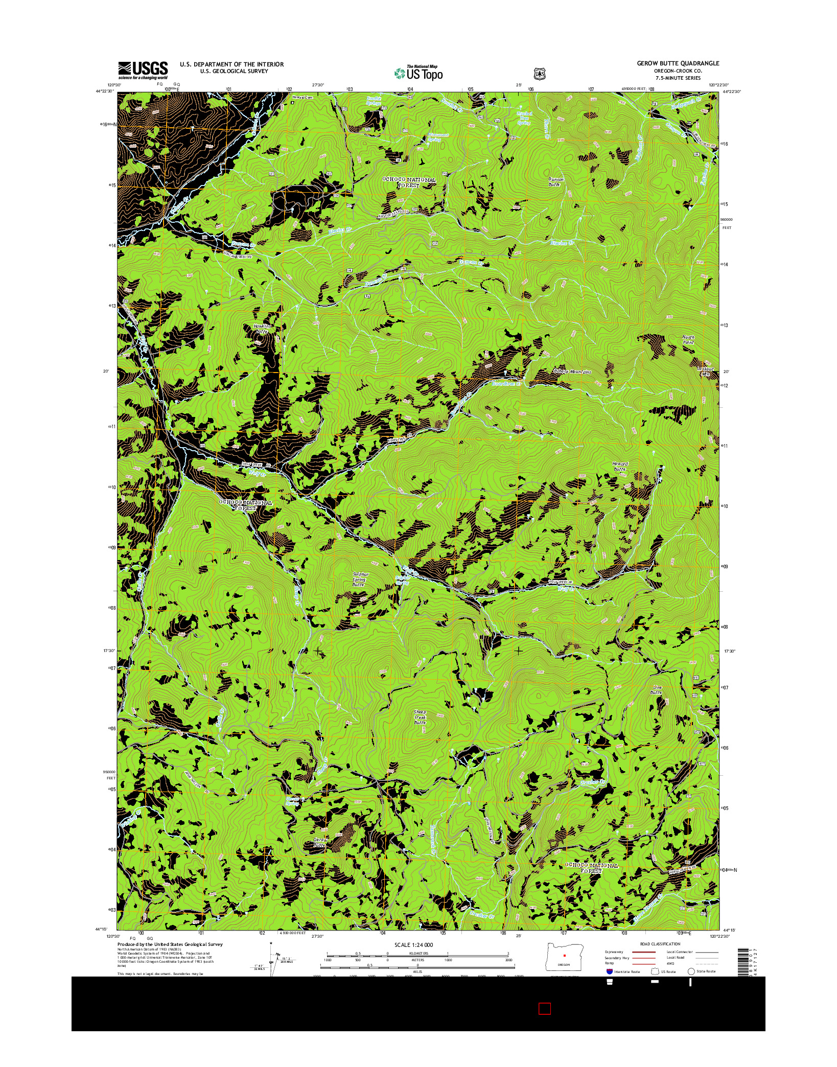 USGS US TOPO 7.5-MINUTE MAP FOR GEROW BUTTE, OR 2014