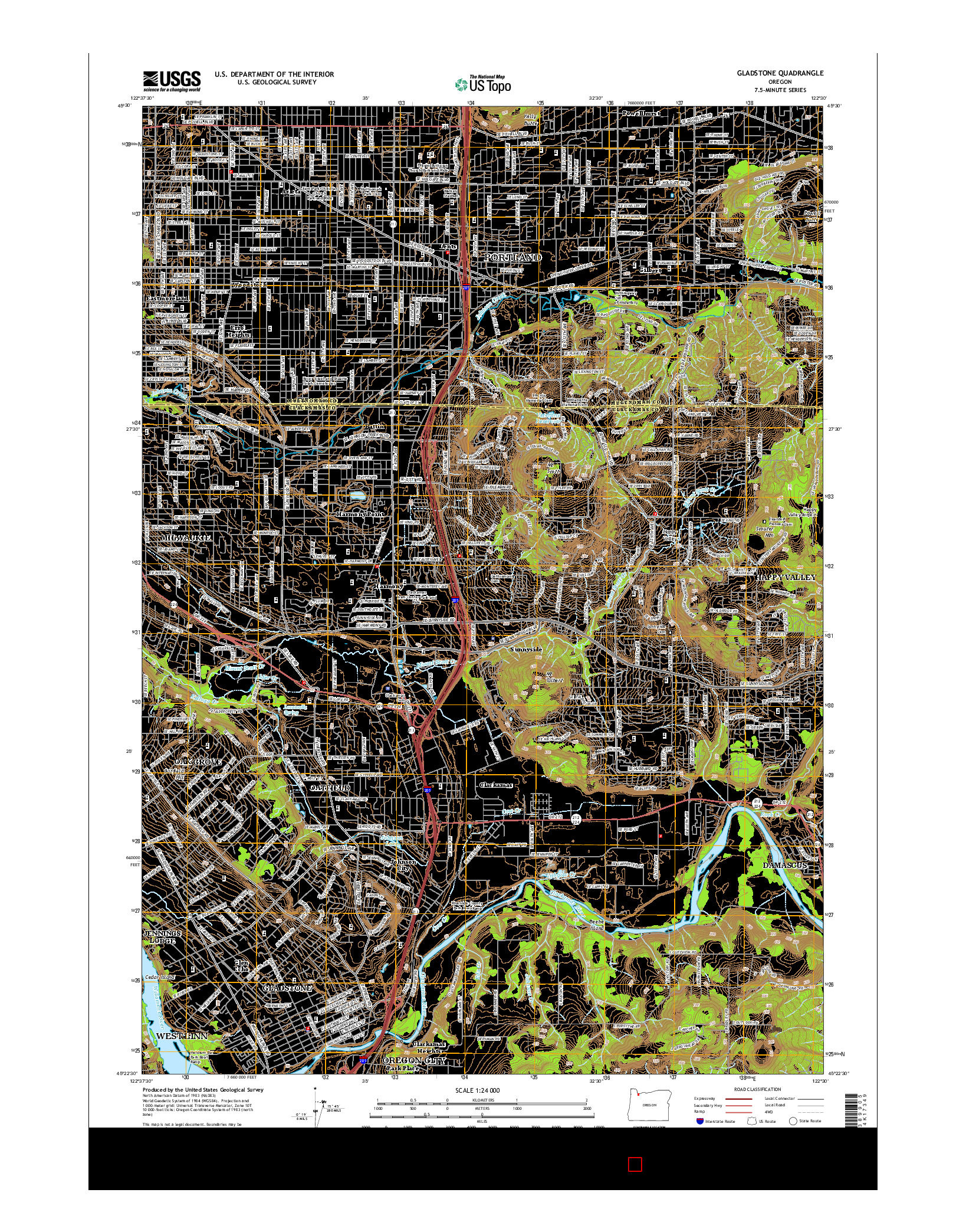 USGS US TOPO 7.5-MINUTE MAP FOR GLADSTONE, OR 2014