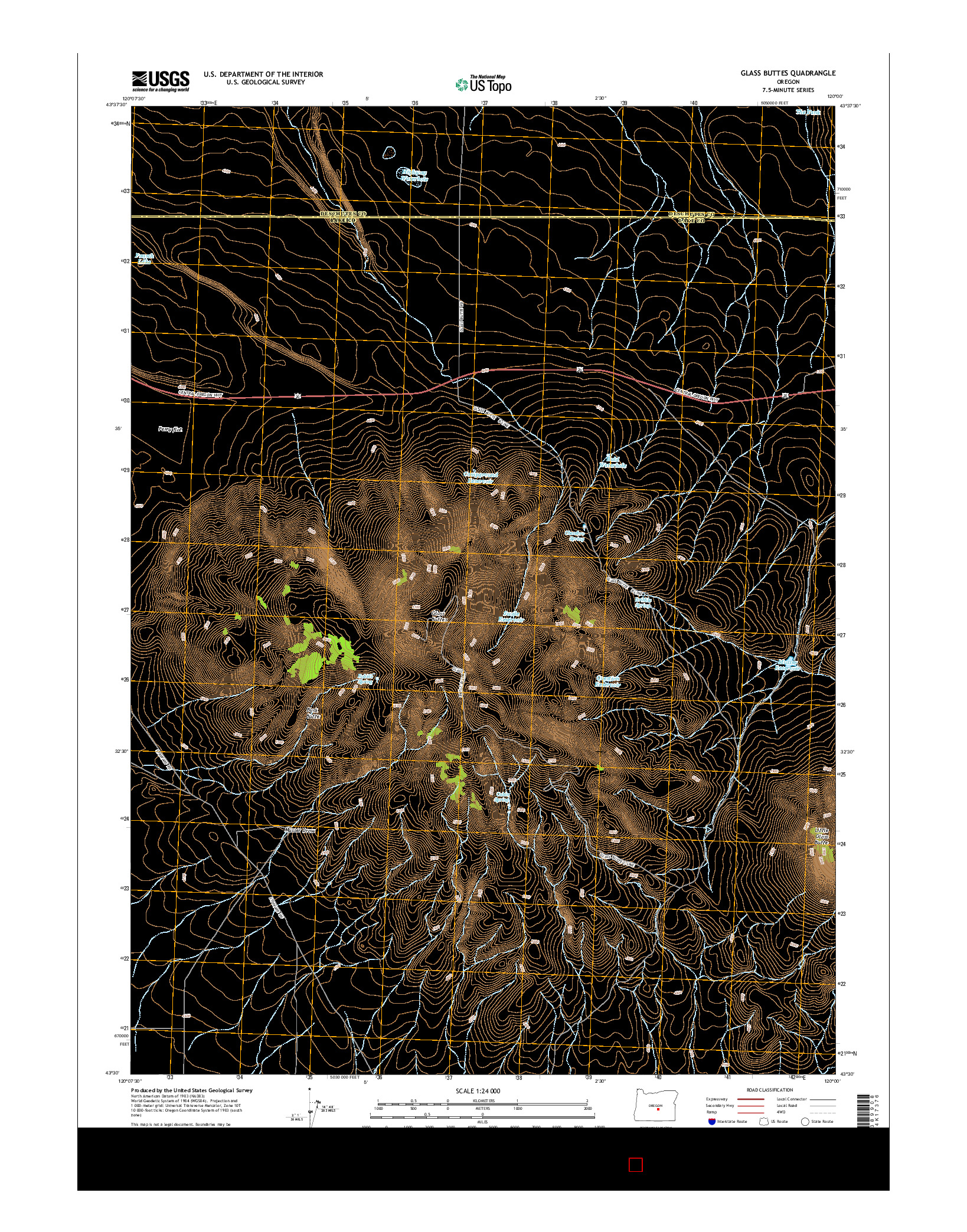 USGS US TOPO 7.5-MINUTE MAP FOR GLASS BUTTES, OR 2014