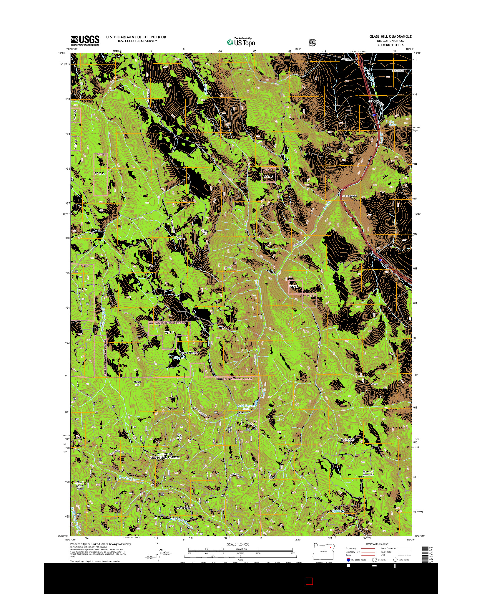 USGS US TOPO 7.5-MINUTE MAP FOR GLASS HILL, OR 2014