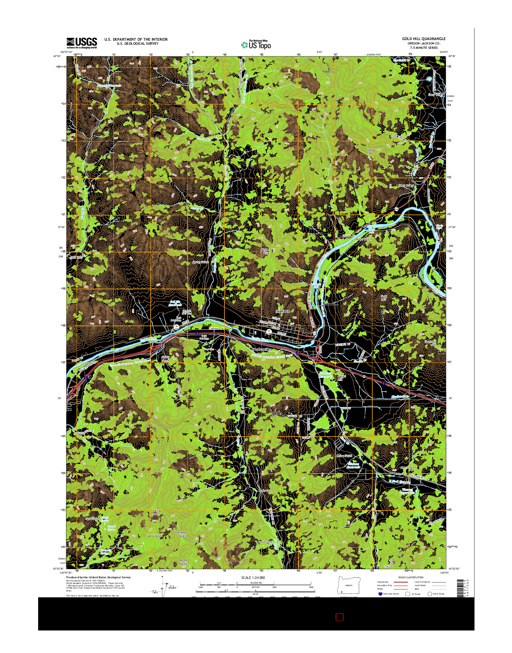 USGS US TOPO 7.5-MINUTE MAP FOR GOLD HILL, OR 2014