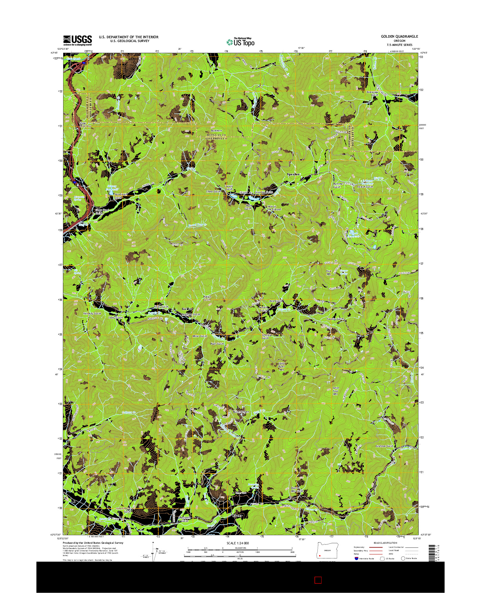 USGS US TOPO 7.5-MINUTE MAP FOR GOLDEN, OR 2014