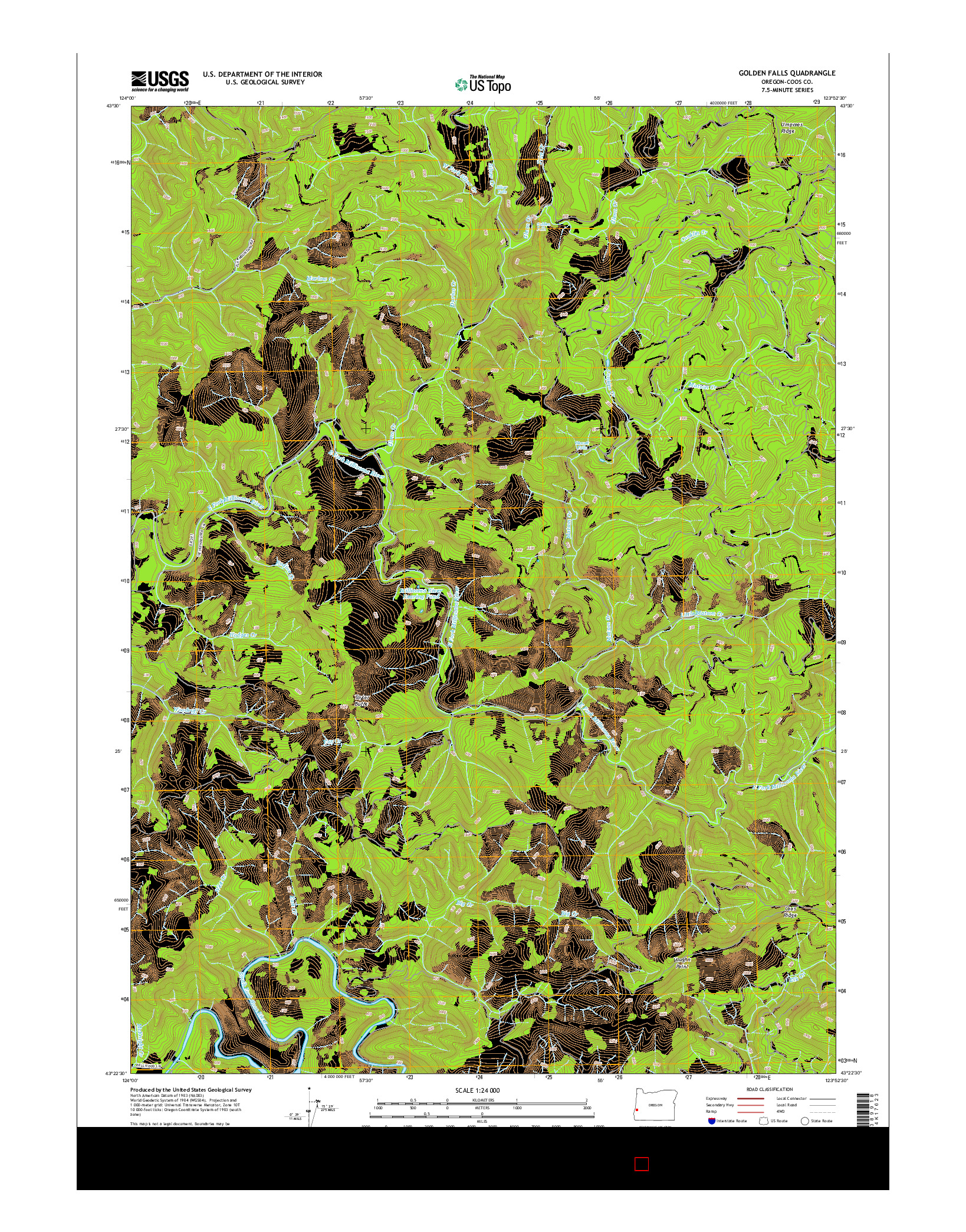 USGS US TOPO 7.5-MINUTE MAP FOR GOLDEN FALLS, OR 2014