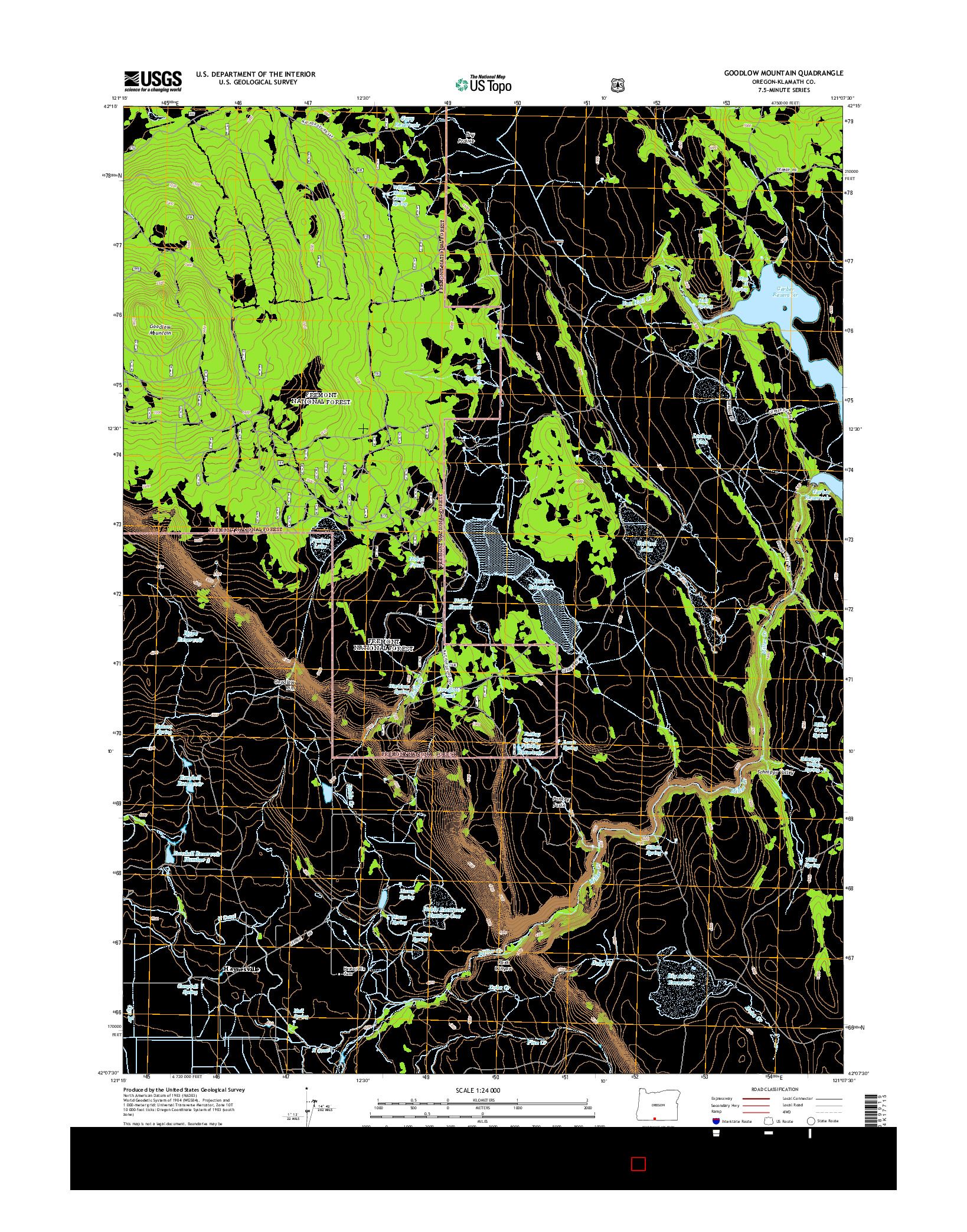 USGS US TOPO 7.5-MINUTE MAP FOR GOODLOW MOUNTAIN, OR 2014