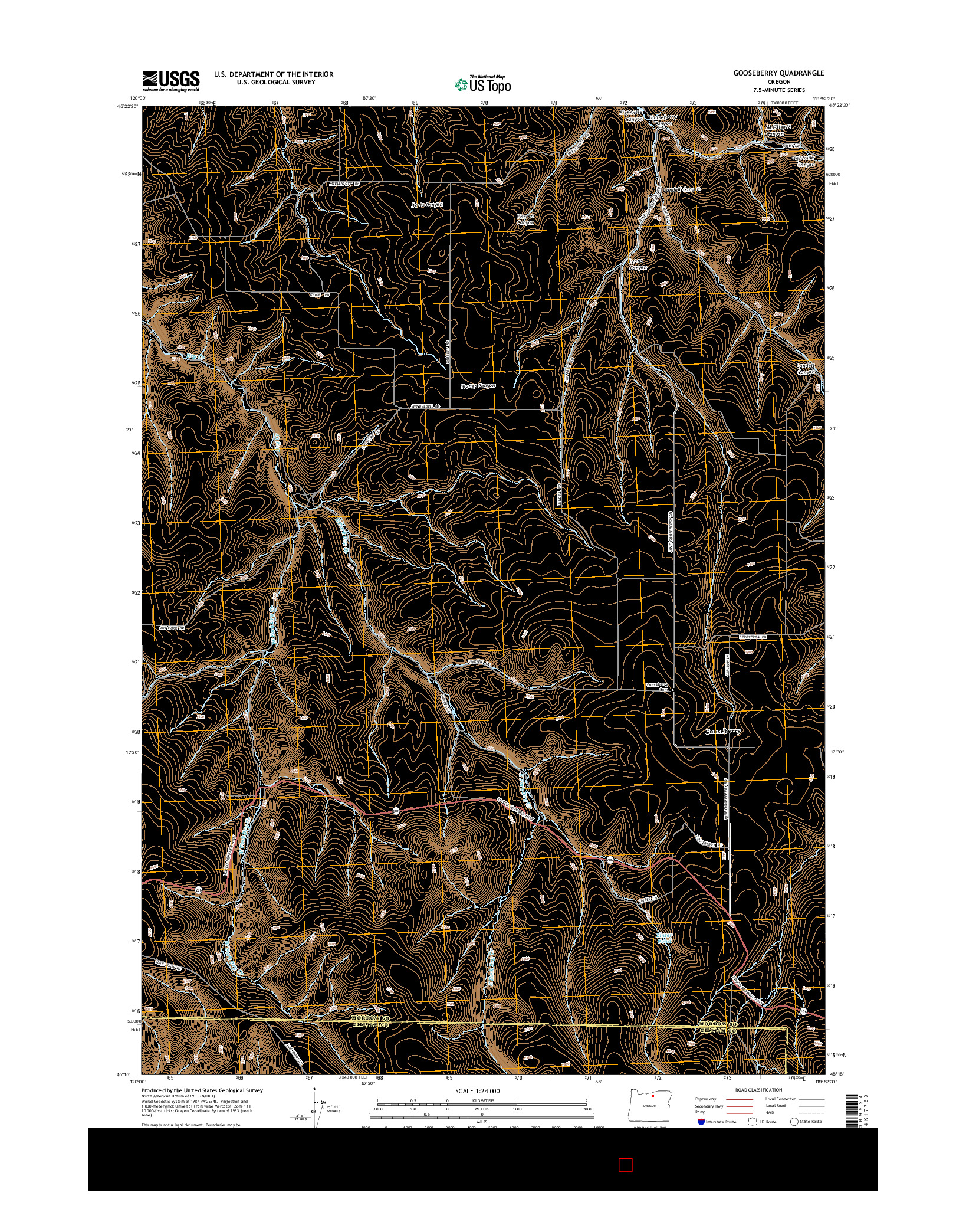 USGS US TOPO 7.5-MINUTE MAP FOR GOOSEBERRY, OR 2014