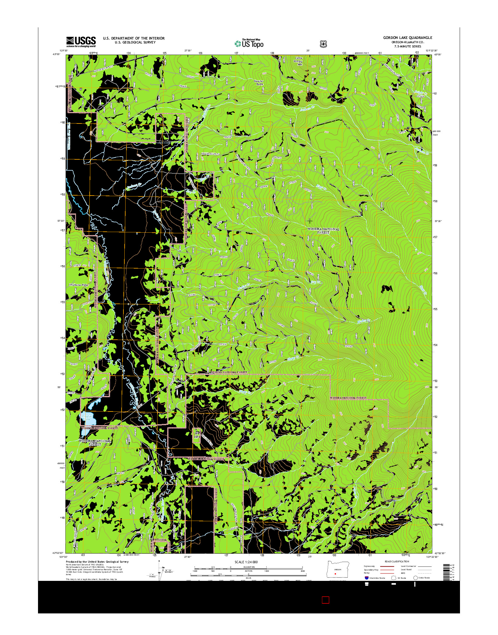 USGS US TOPO 7.5-MINUTE MAP FOR GORDON LAKE, OR 2014