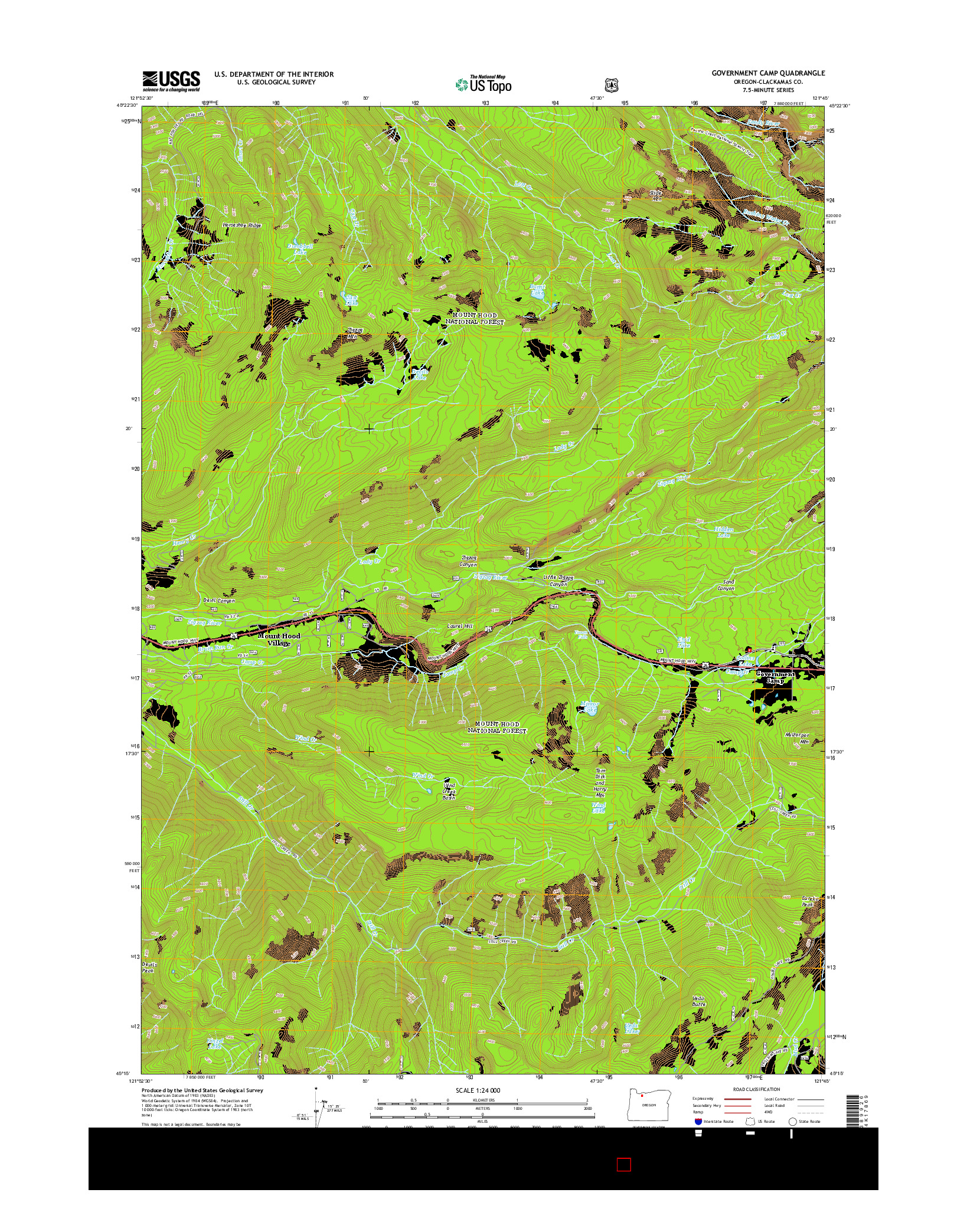 USGS US TOPO 7.5-MINUTE MAP FOR GOVERNMENT CAMP, OR 2014