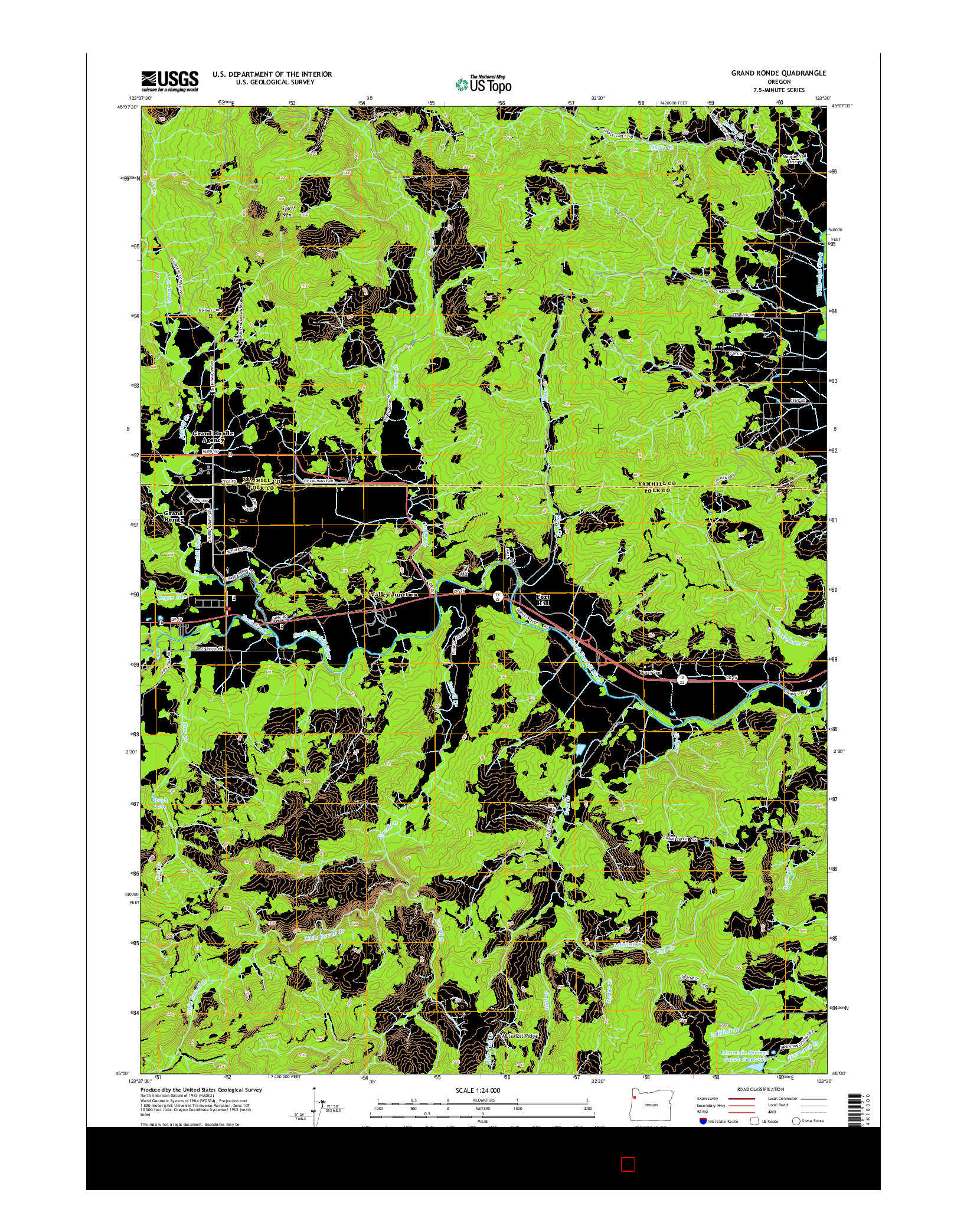 USGS US TOPO 7.5-MINUTE MAP FOR GRAND RONDE, OR 2014