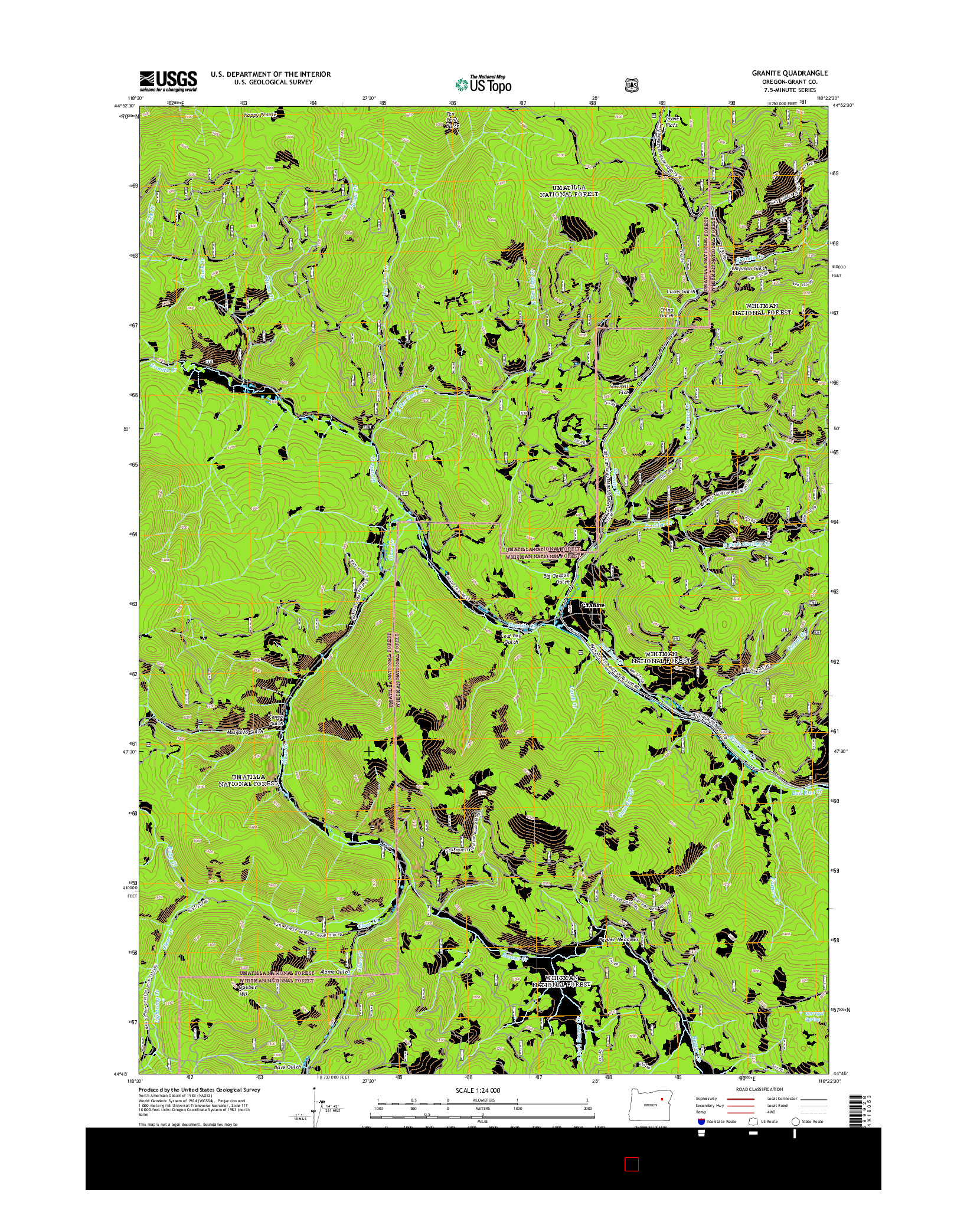 USGS US TOPO 7.5-MINUTE MAP FOR GRANITE, OR 2014