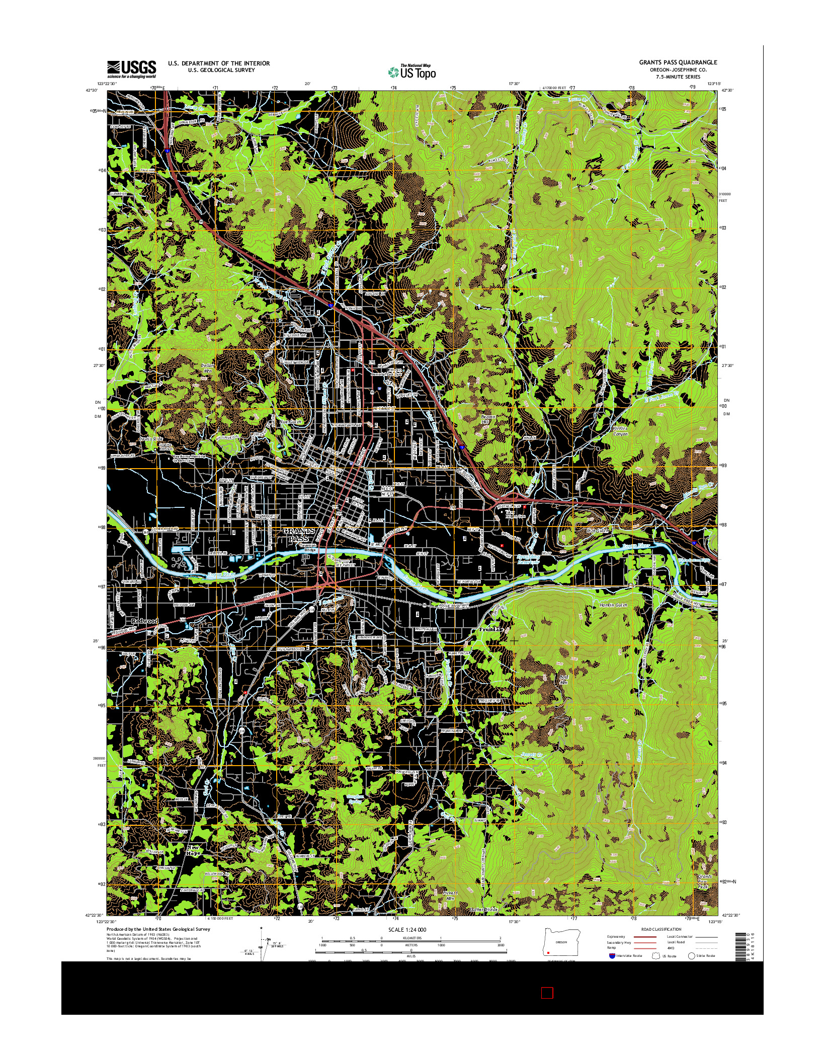 USGS US TOPO 7.5-MINUTE MAP FOR GRANTS PASS, OR 2014