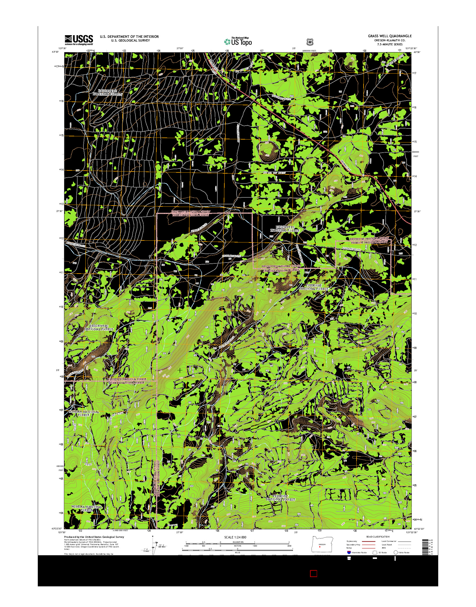 USGS US TOPO 7.5-MINUTE MAP FOR GRASS WELL, OR 2014