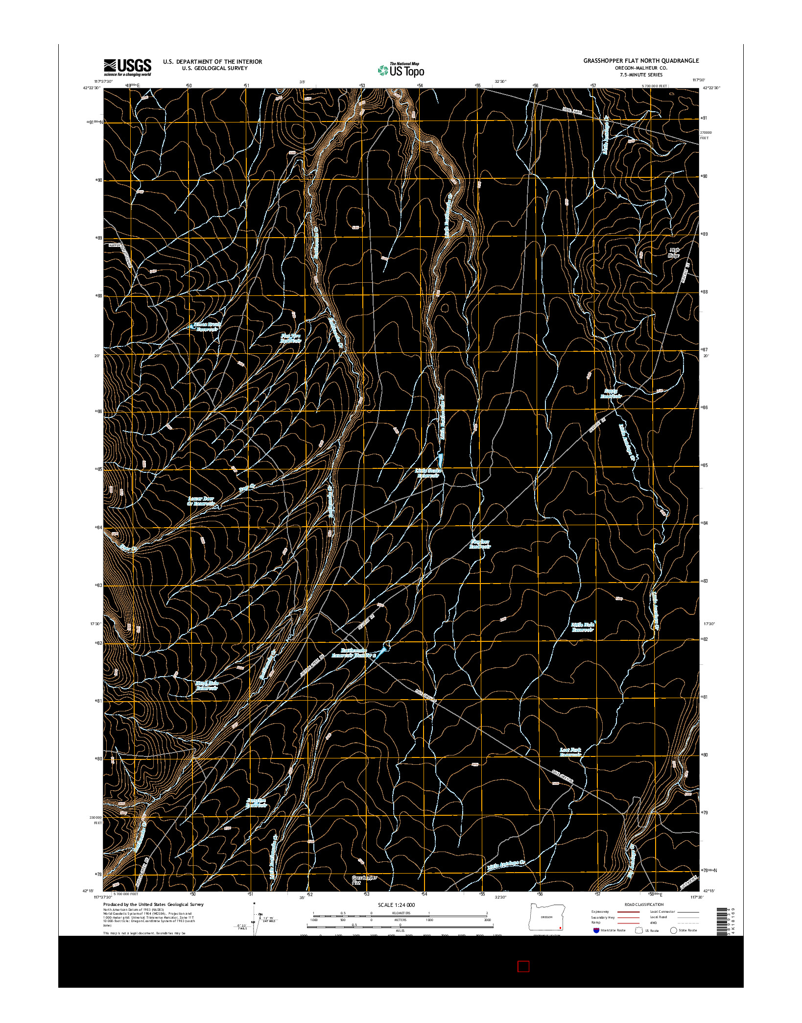 USGS US TOPO 7.5-MINUTE MAP FOR GRASSHOPPER FLAT NORTH, OR 2014