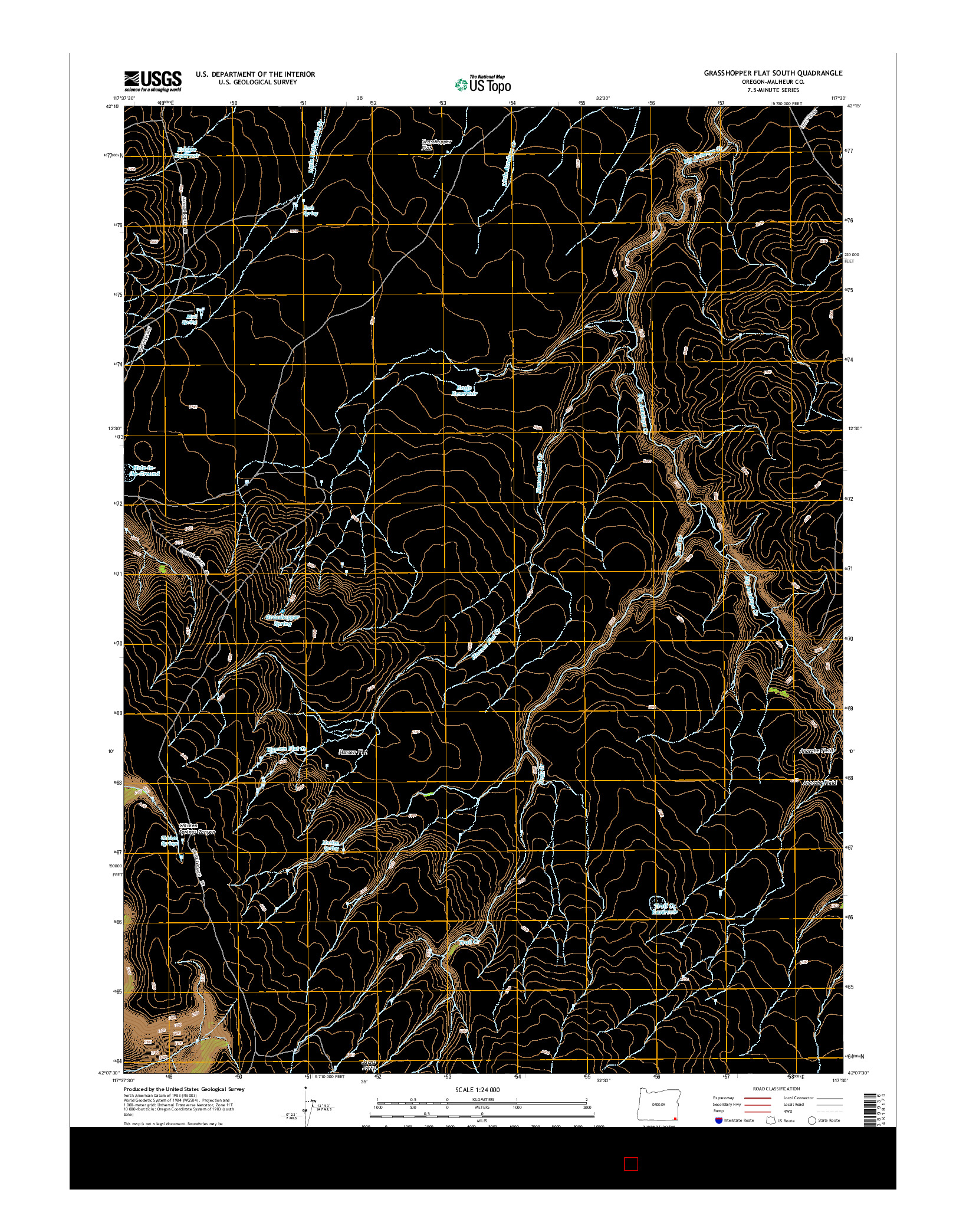 USGS US TOPO 7.5-MINUTE MAP FOR GRASSHOPPER FLAT SOUTH, OR 2014