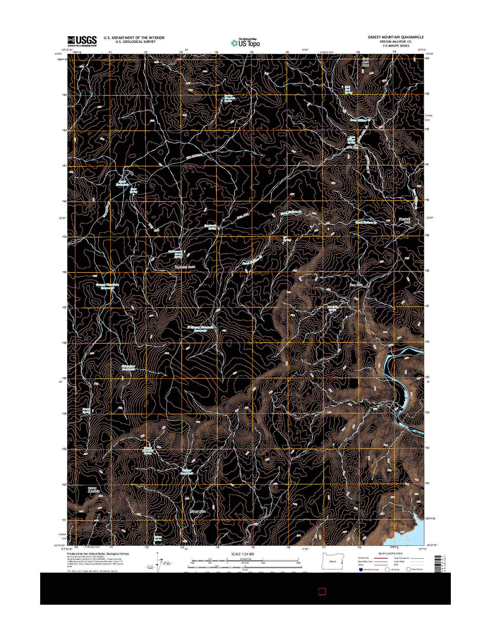 USGS US TOPO 7.5-MINUTE MAP FOR GRASSY MOUNTAIN, OR 2014