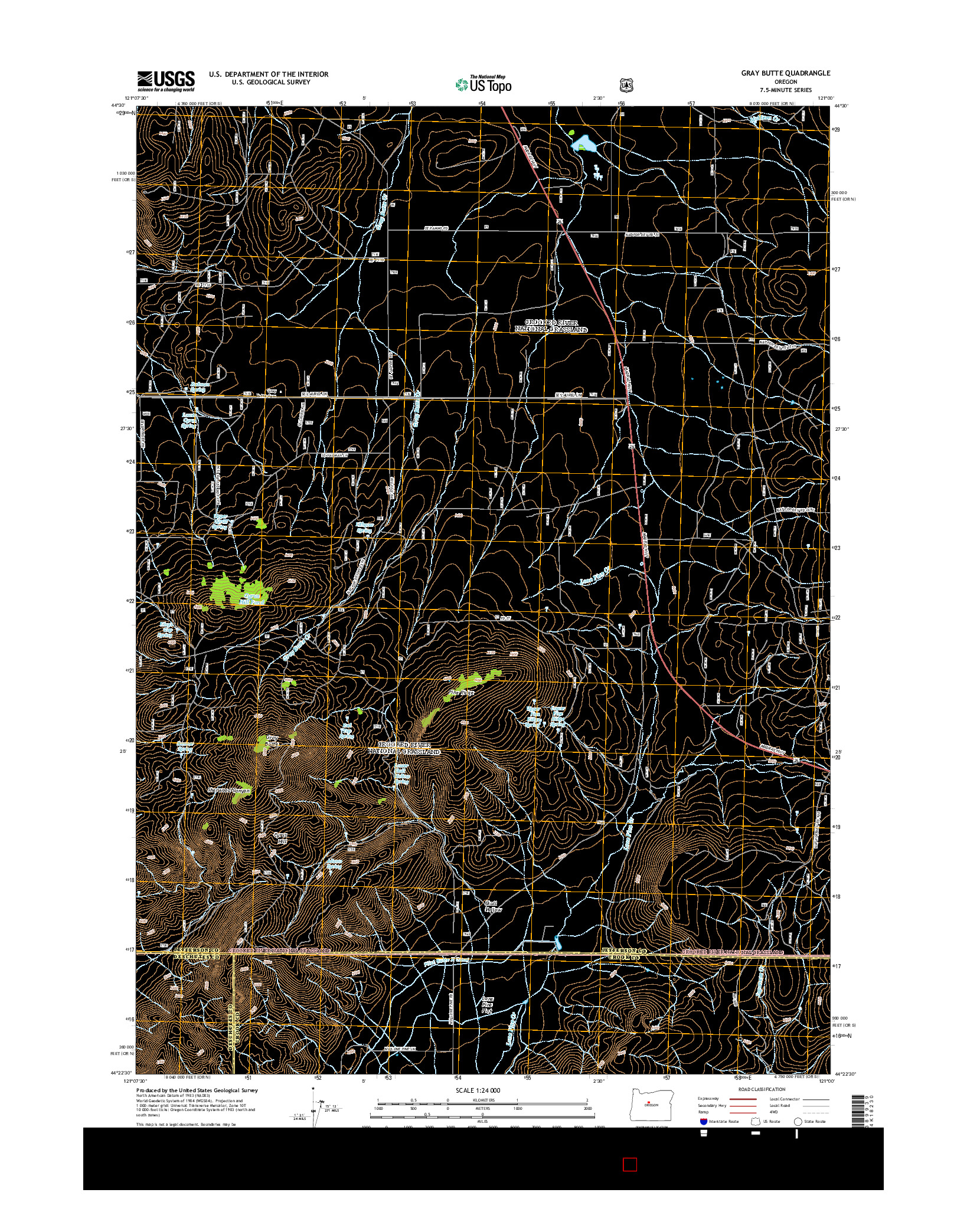 USGS US TOPO 7.5-MINUTE MAP FOR GRAY BUTTE, OR 2014