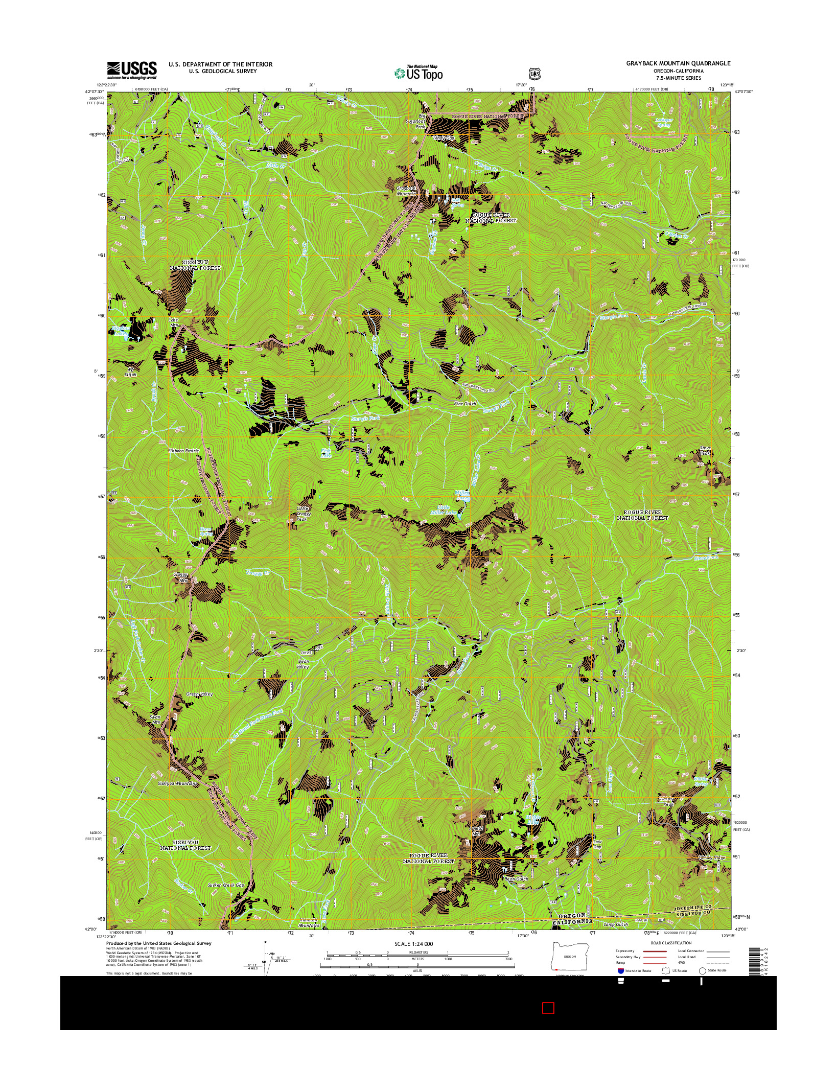 USGS US TOPO 7.5-MINUTE MAP FOR GRAYBACK MOUNTAIN, OR-CA 2014