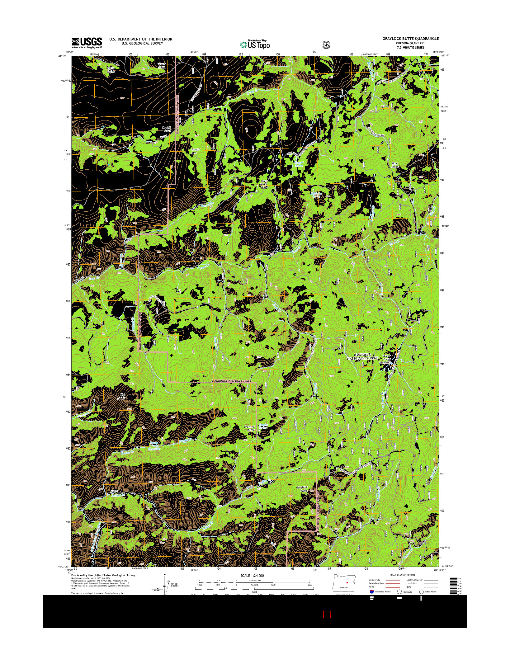 USGS US TOPO 7.5-MINUTE MAP FOR GRAYLOCK BUTTE, OR 2014