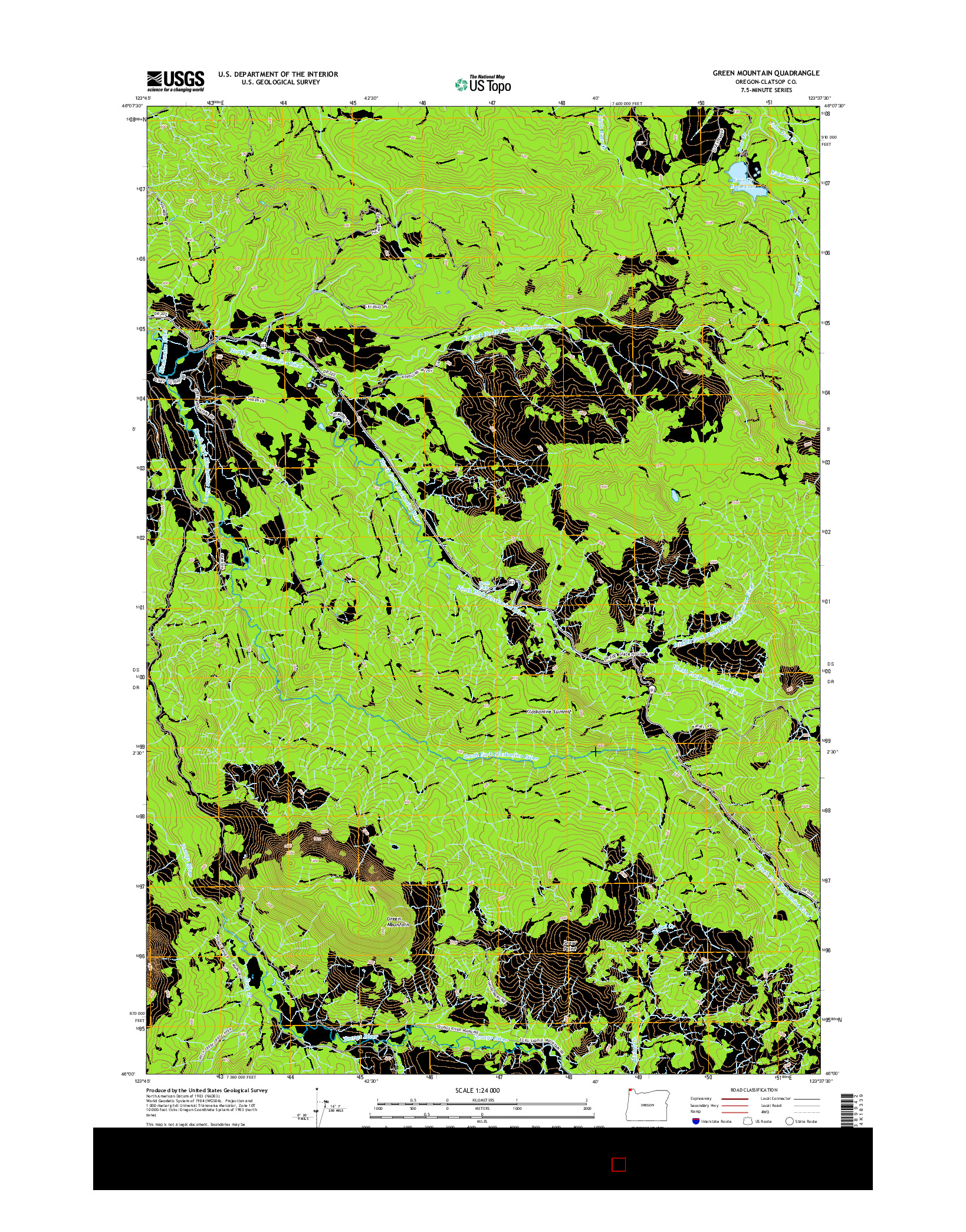 USGS US TOPO 7.5-MINUTE MAP FOR GREEN MOUNTAIN, OR 2014