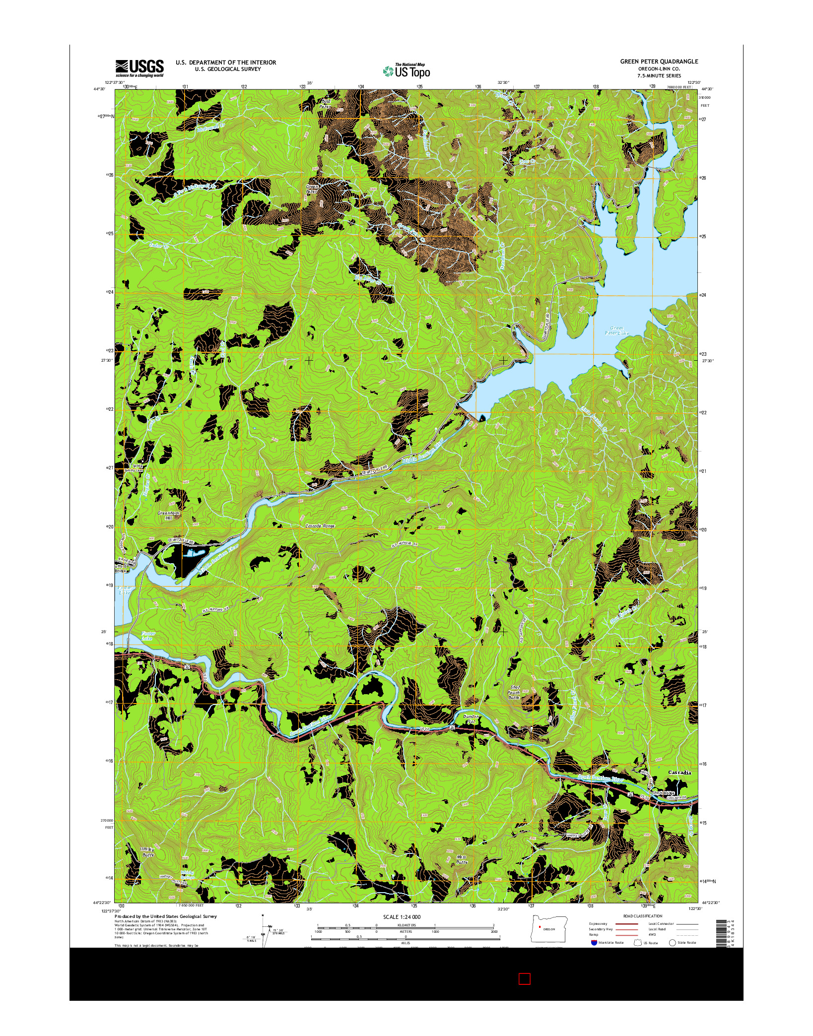 USGS US TOPO 7.5-MINUTE MAP FOR GREEN PETER, OR 2014