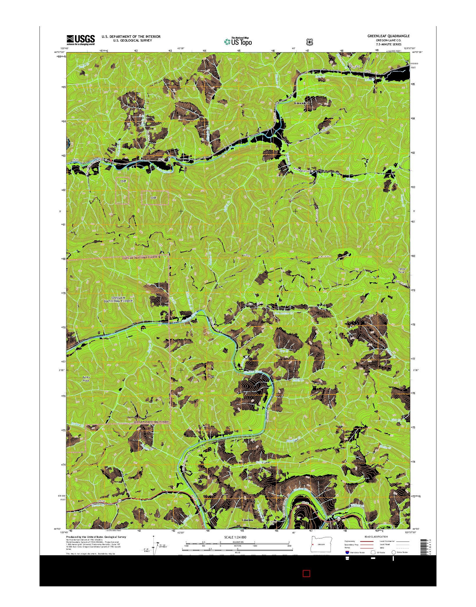 USGS US TOPO 7.5-MINUTE MAP FOR GREENLEAF, OR 2014