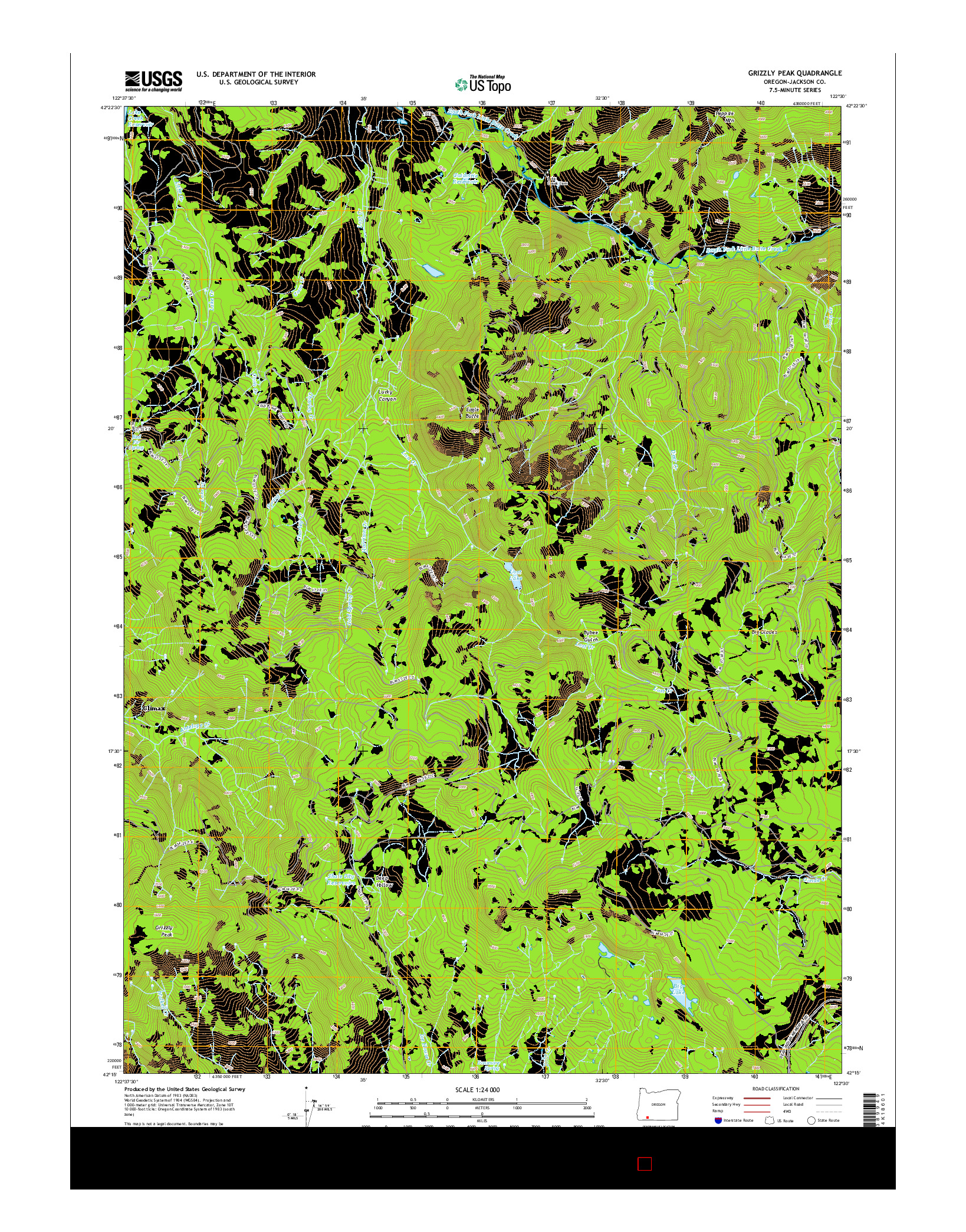 USGS US TOPO 7.5-MINUTE MAP FOR GRIZZLY PEAK, OR 2014