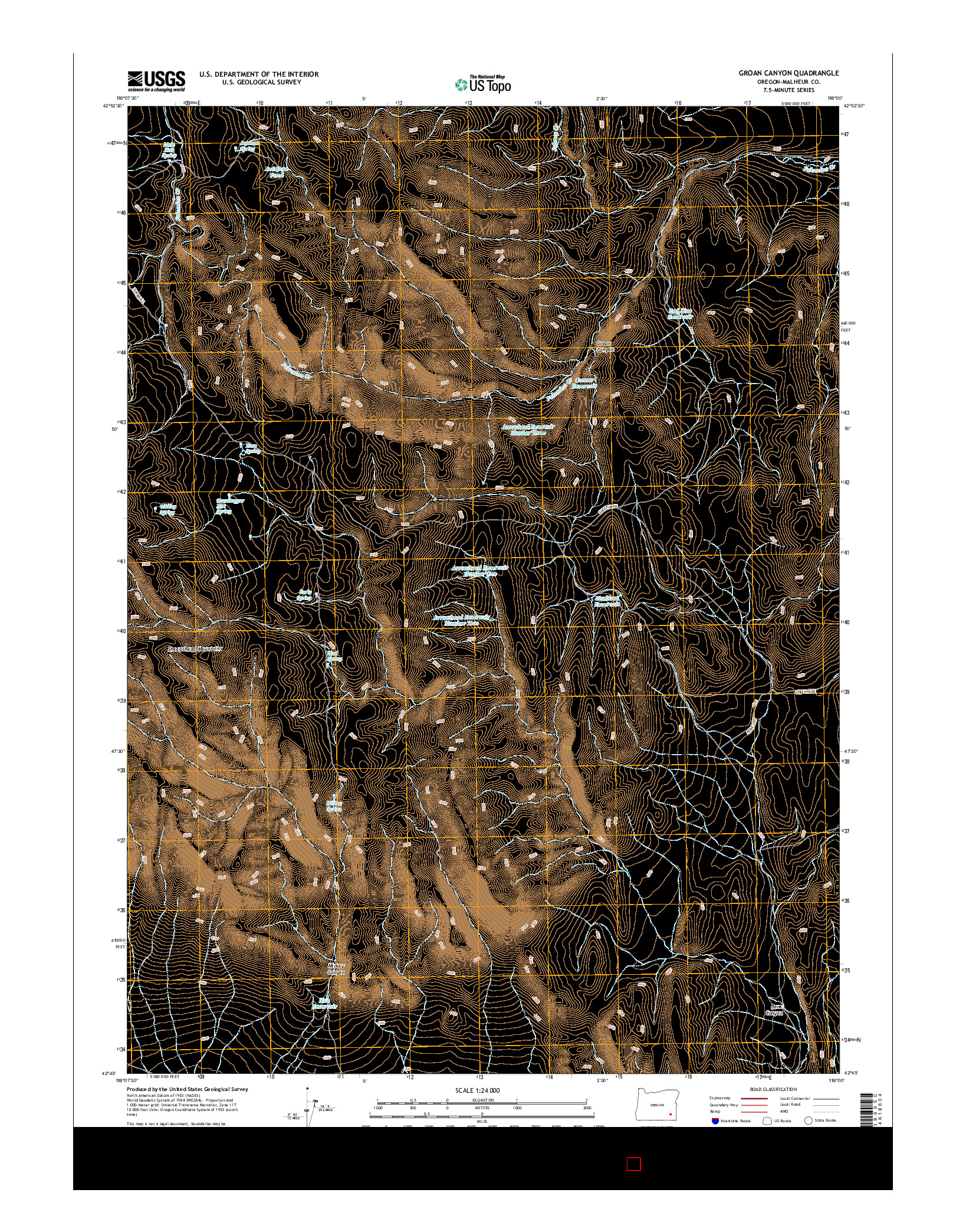 USGS US TOPO 7.5-MINUTE MAP FOR GROAN CANYON, OR 2014