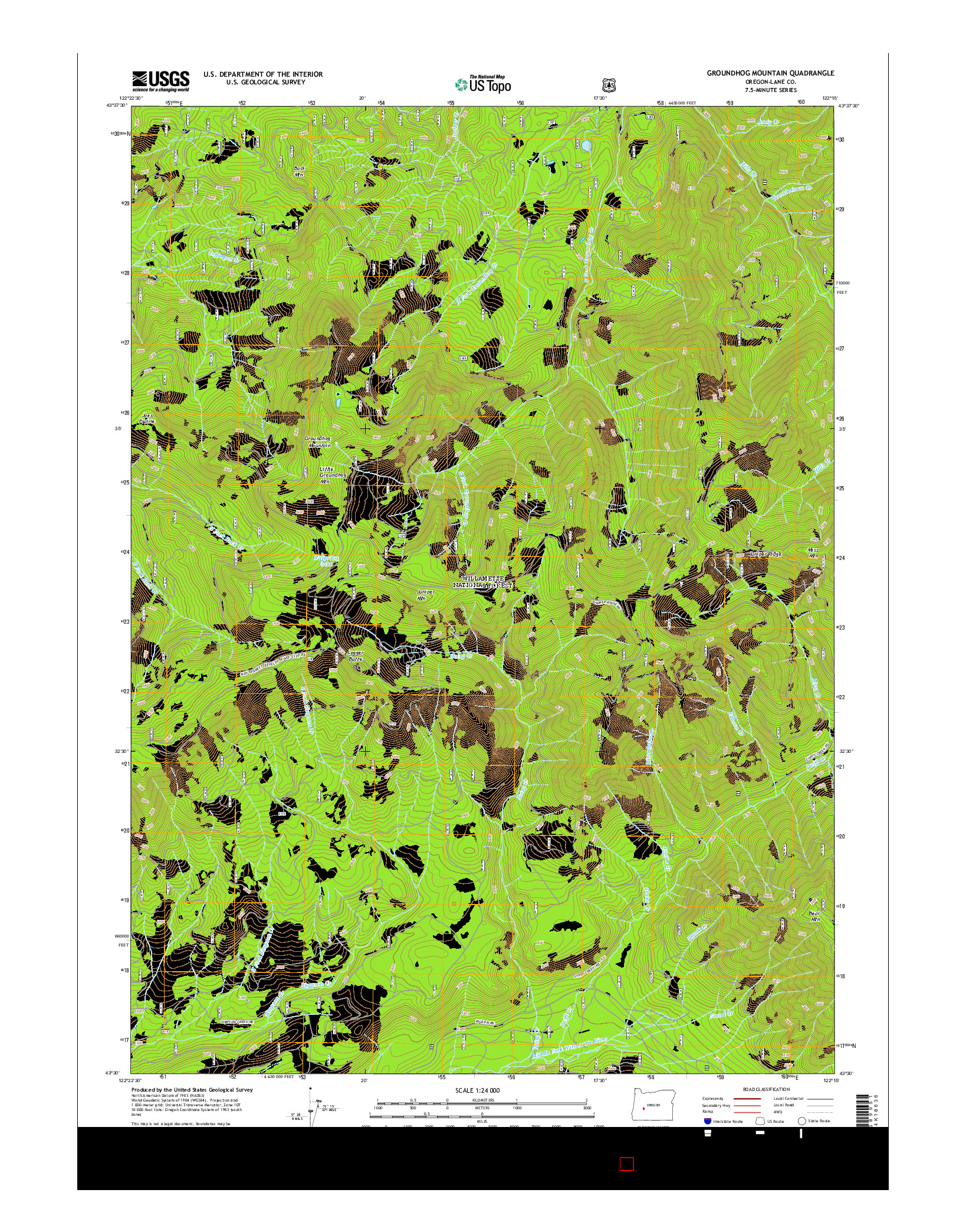 USGS US TOPO 7.5-MINUTE MAP FOR GROUNDHOG MOUNTAIN, OR 2014