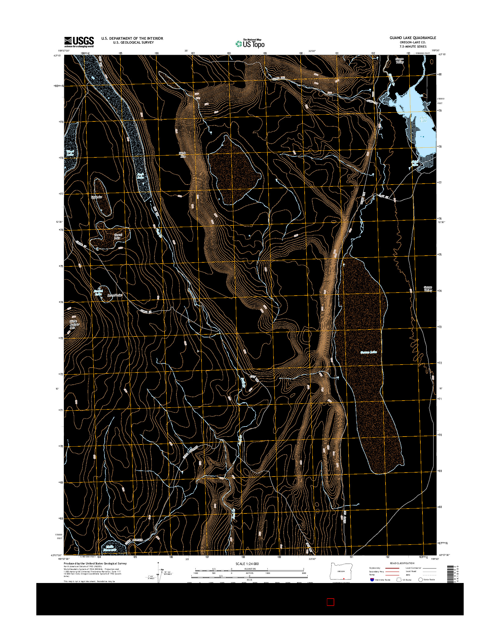 USGS US TOPO 7.5-MINUTE MAP FOR GUANO LAKE, OR 2014